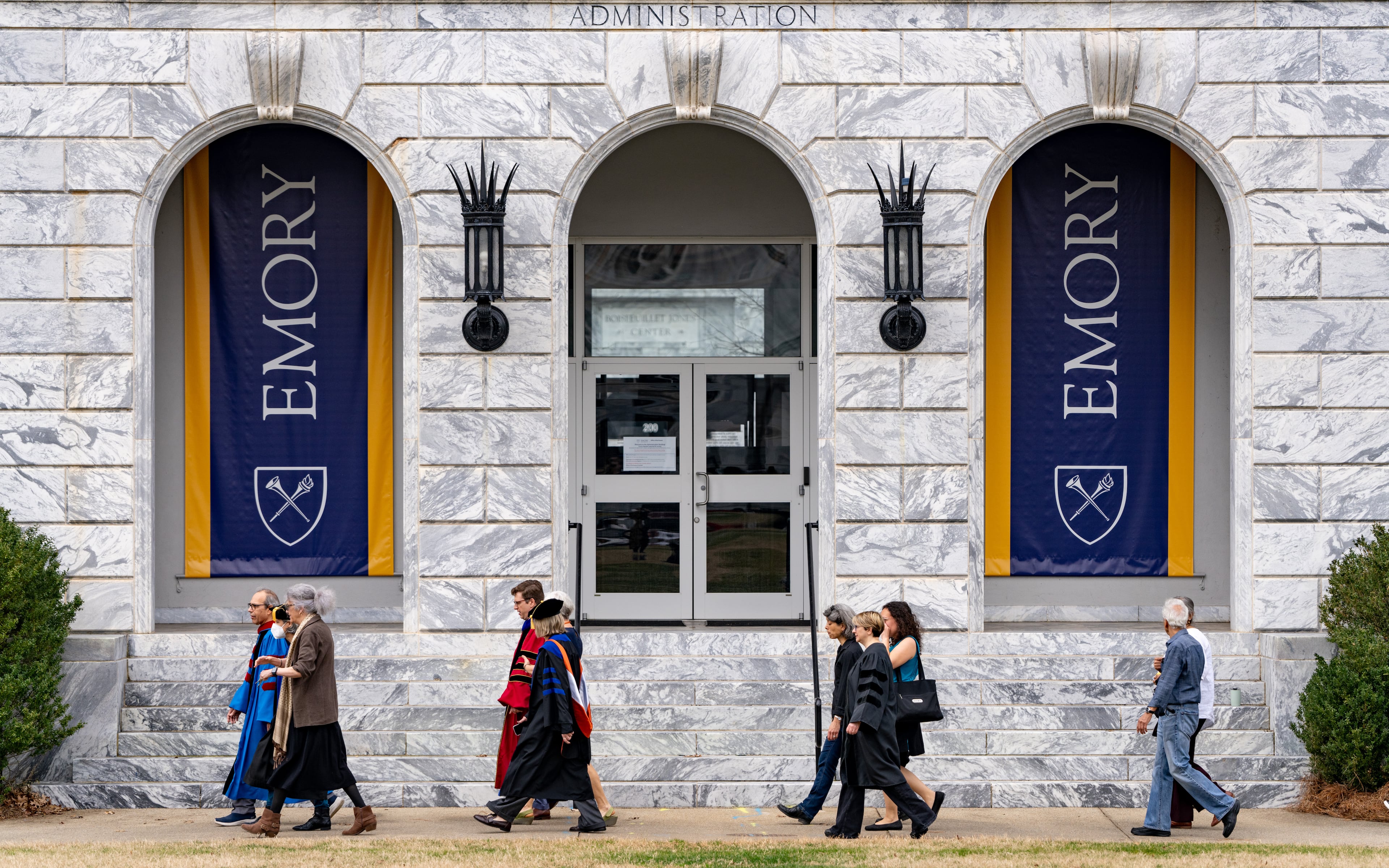 About 20 Emory University faculty members participated in Wednesday's protest. (Ben Hendren for The Atlanta Journal-Constitution)