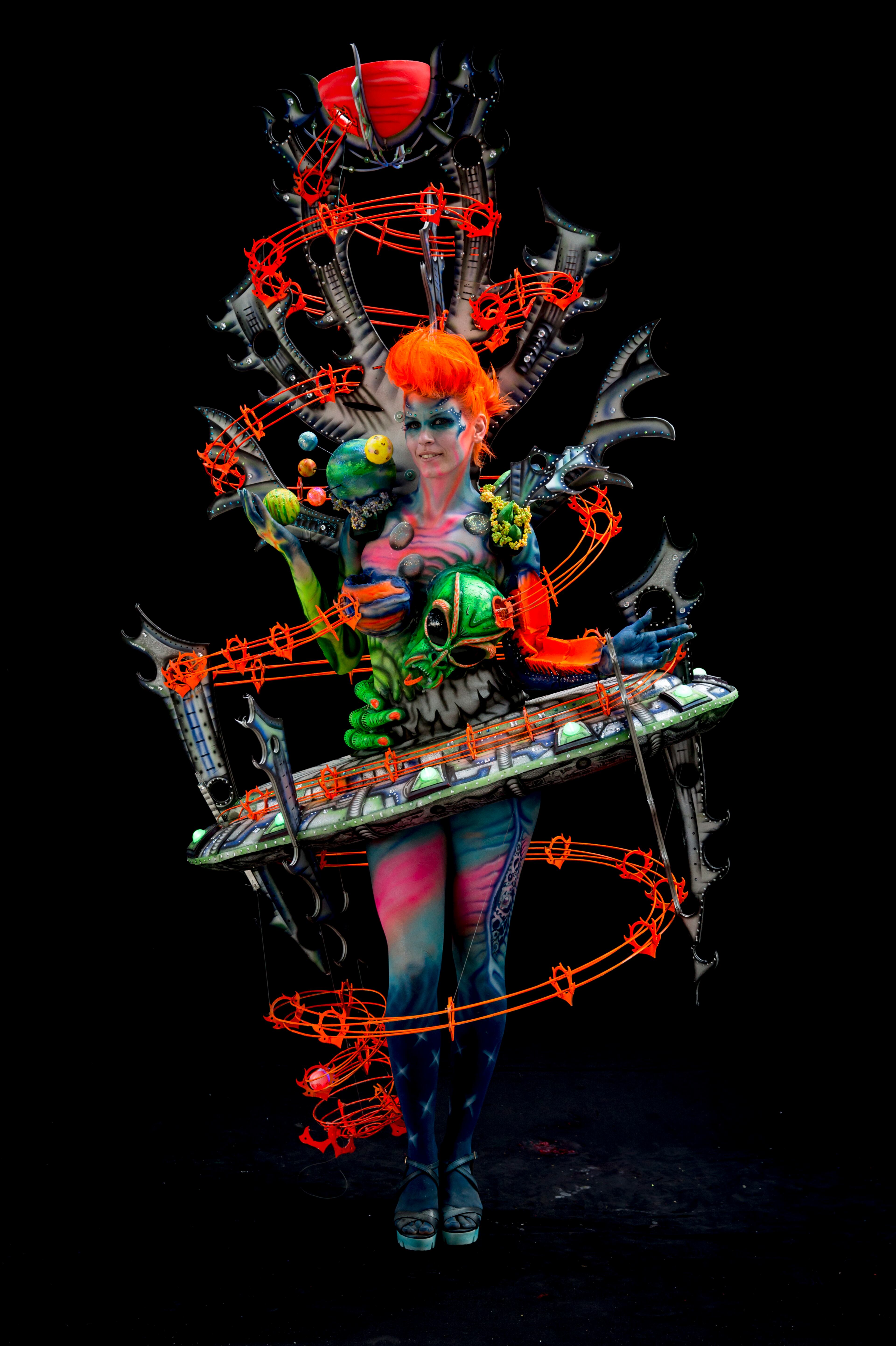 POERTSCHACH AM WOERTHERSEE, AUSTRIA - JULY 04: A model poses for a picture during the World Bodypainting Festival 2015 on July 4, 2015 in Poertschach am Woerthersee, Austria. (Photo by Jan Hetfleisch/Getty Images)