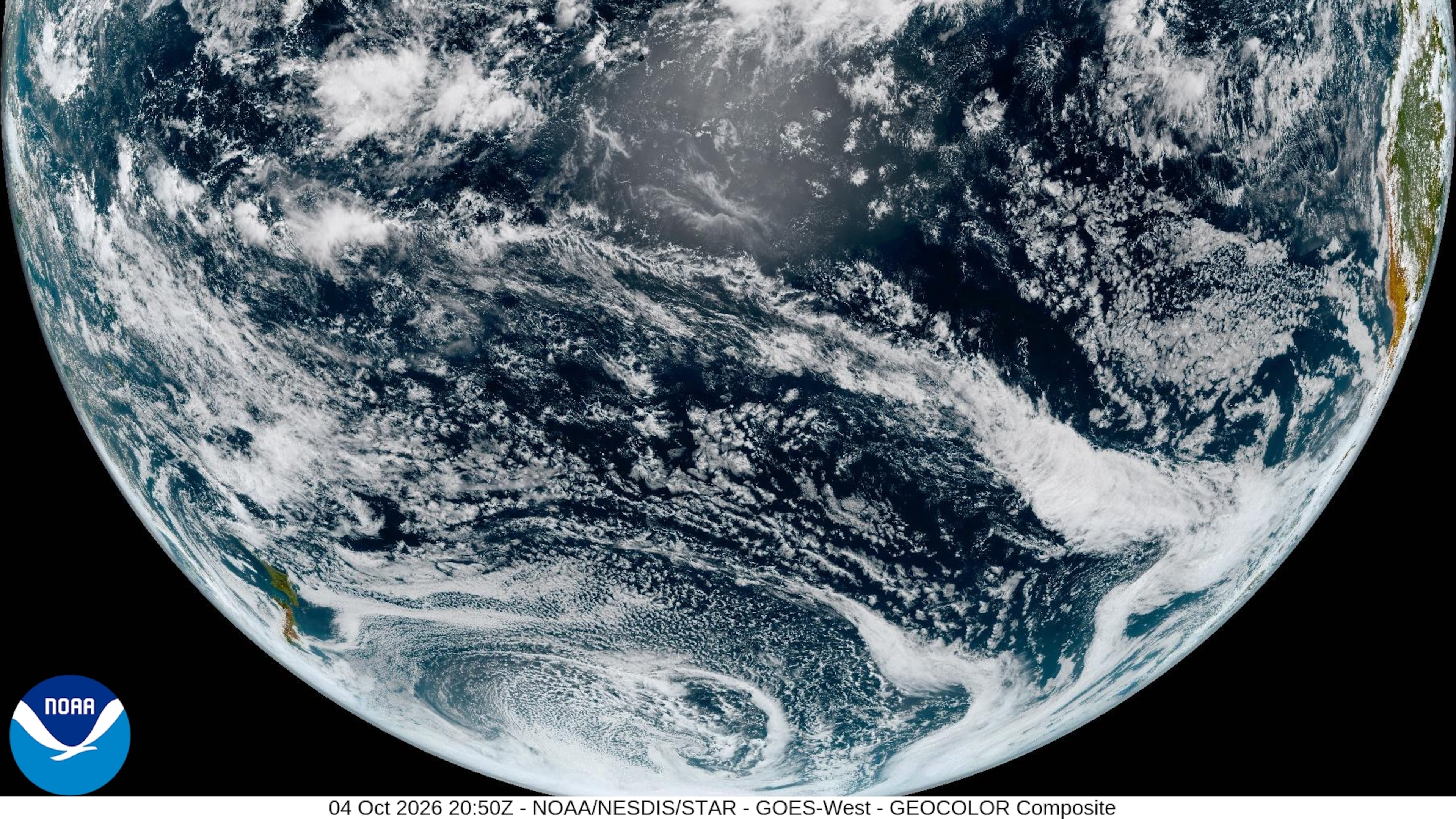 This satellite image from the National Oceanic and Atmospheric Administration shows Hurricane Nolo in the Pacific Ocean, top left, and Hurricane Rachel off Mexico, top right, Sunday, Oct. 4, 2026, at 4:50 p.m. Eastern time. (National Oceanic and Atmospheric Administration via AP)
