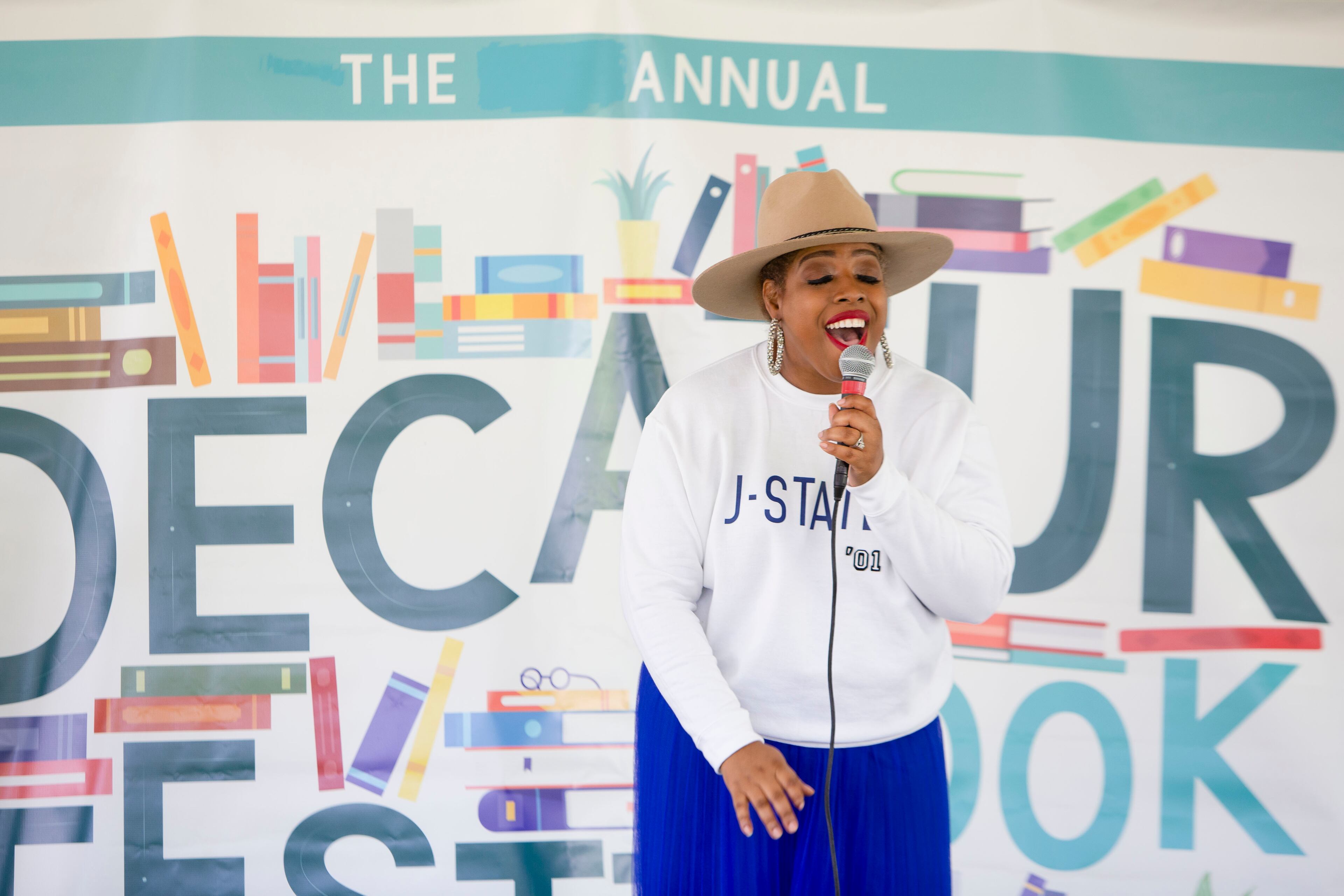 A singer performs during the Decatur Book Festival on Saturday, October 1, 2022, at First Baptist Church of Decatur. CHRISTINA MATACOTTA FOR THE ATLANTA JOURNAL-CONSTITUTION.