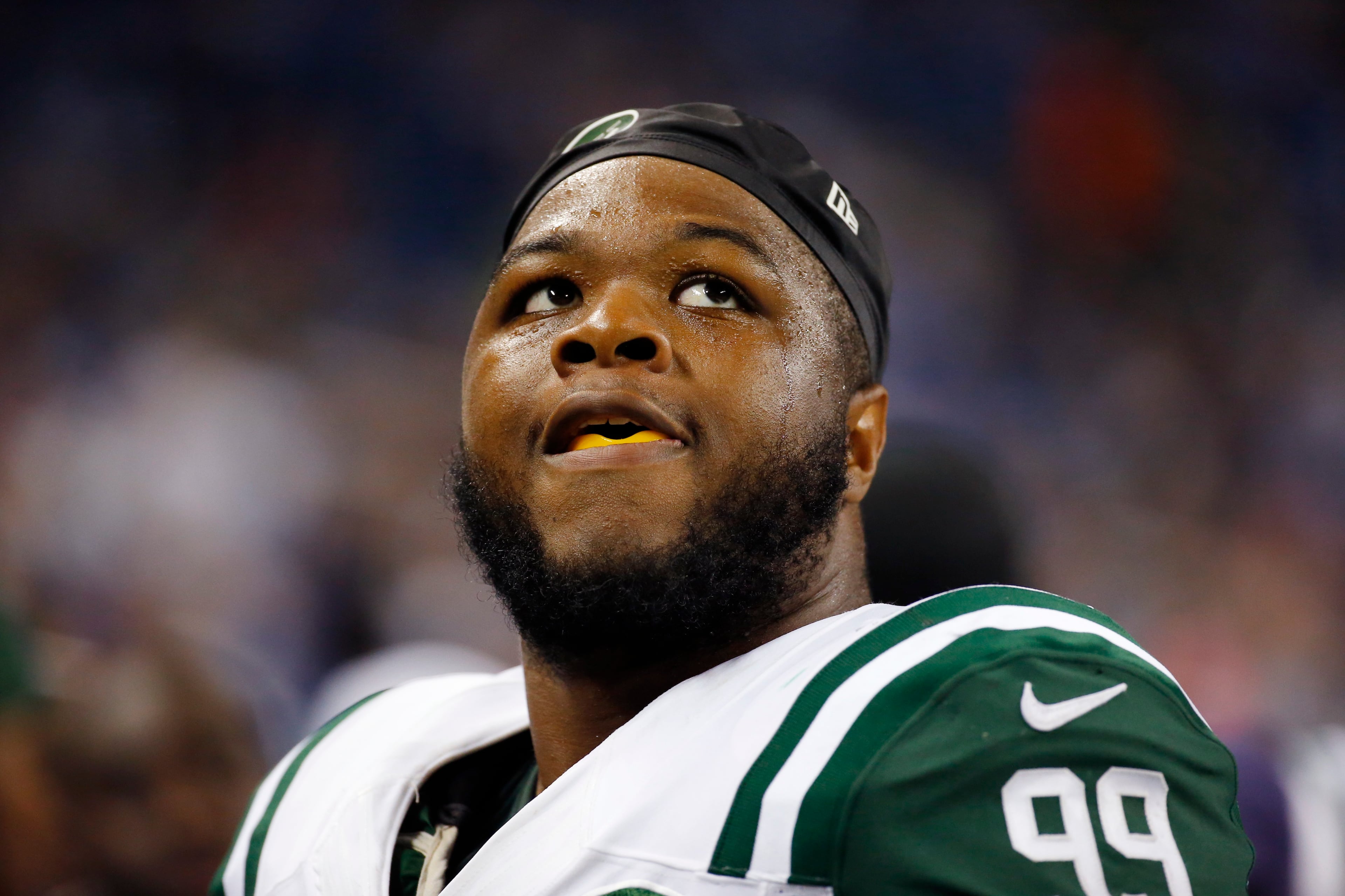 Defensive tackle T.J. Barnes plays for the Jets. (AP Photo/Paul Sancya)