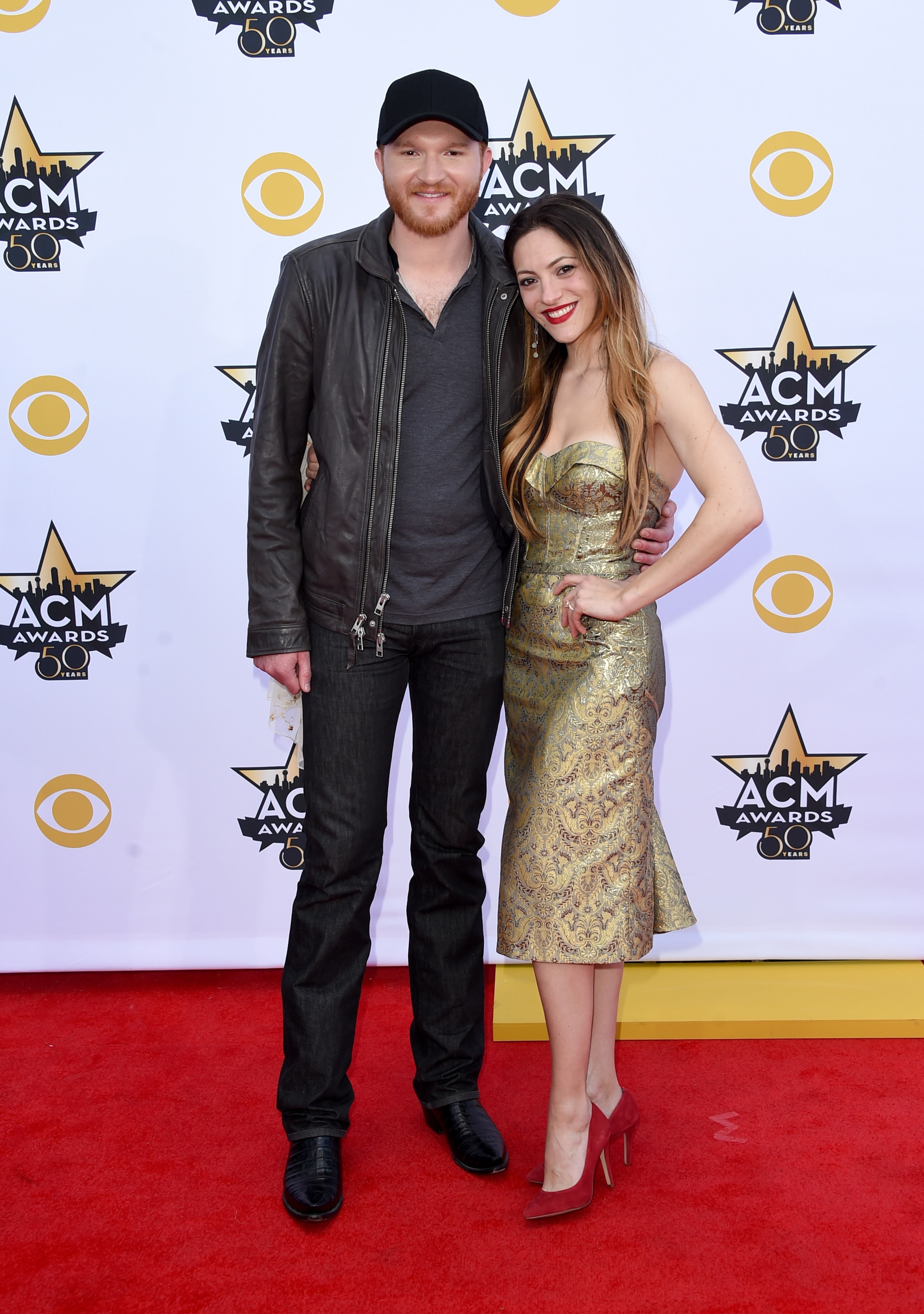 ARLINGTON, TX - APRIL 19: Singer Eric Paslay (L) and Natalie Harker attend the 50th Academy Of Country Music Awards at AT&T Stadium on April 19, 2015 in Arlington, Texas. (Photo by Jason Merritt/Getty Images)