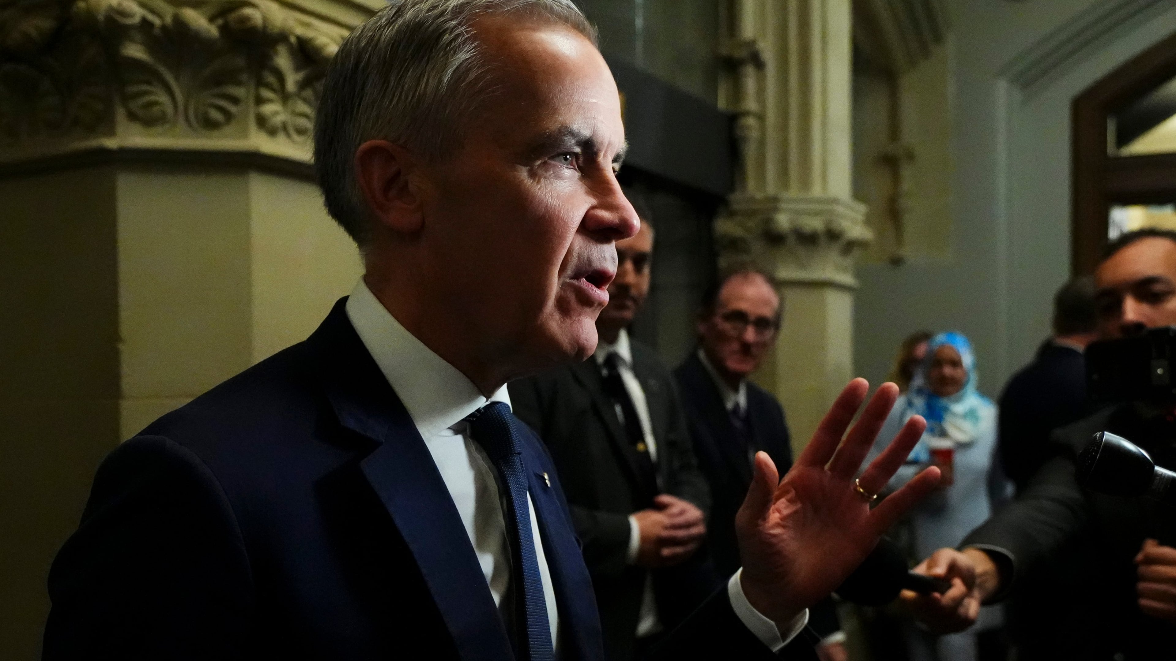 Prime Minister Mark Carney arrives to a caucus meeting in Ottawa on Wednesday, June 10, 2026. (Sean Kilpatrick/The Canadian Press via AP)