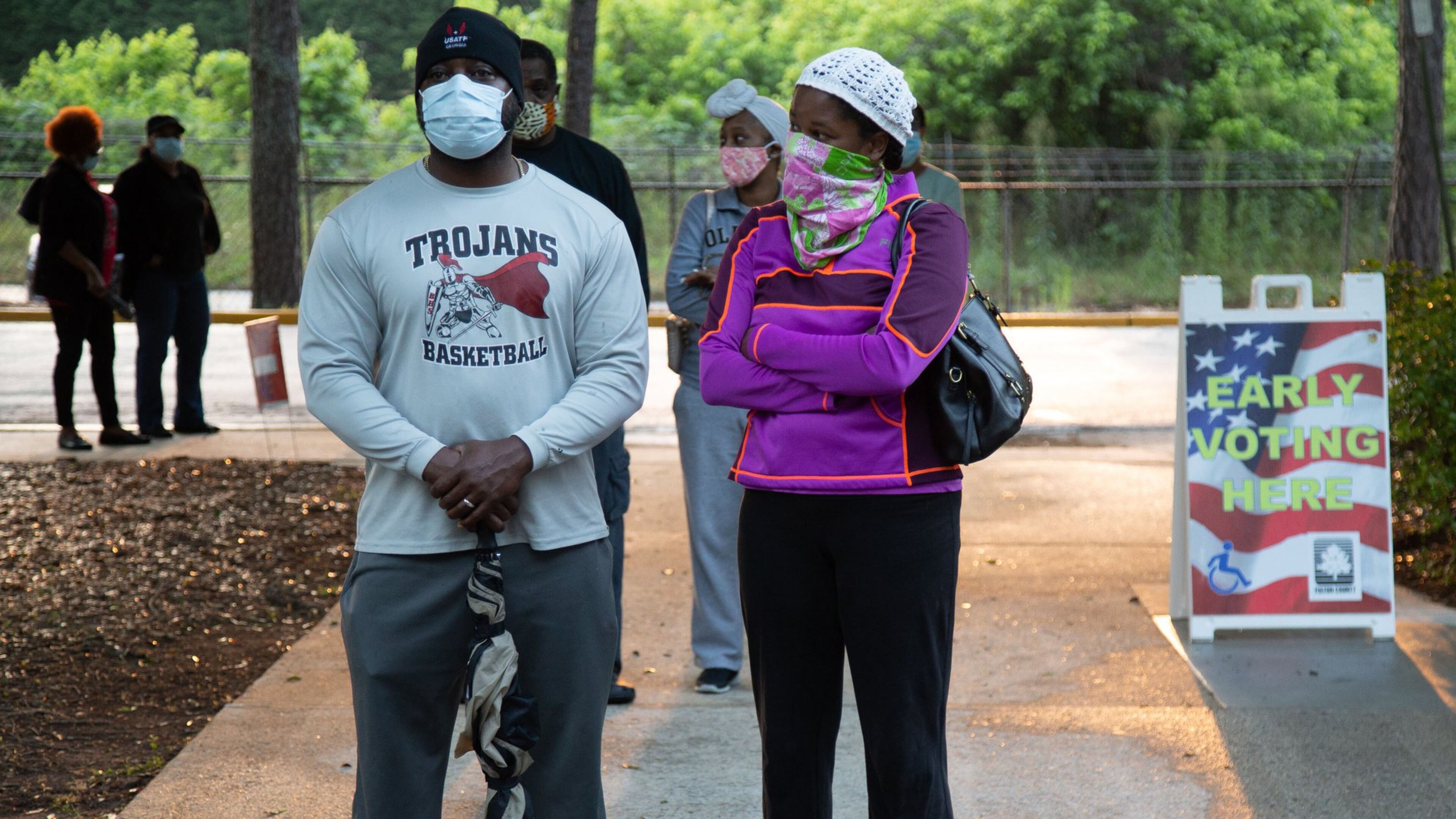 People stand in line to vote at the South Fulton Service Center in May. STEVE SCHAEFER FOR THE ATLANTA JOURNAL-CONSTITUTION