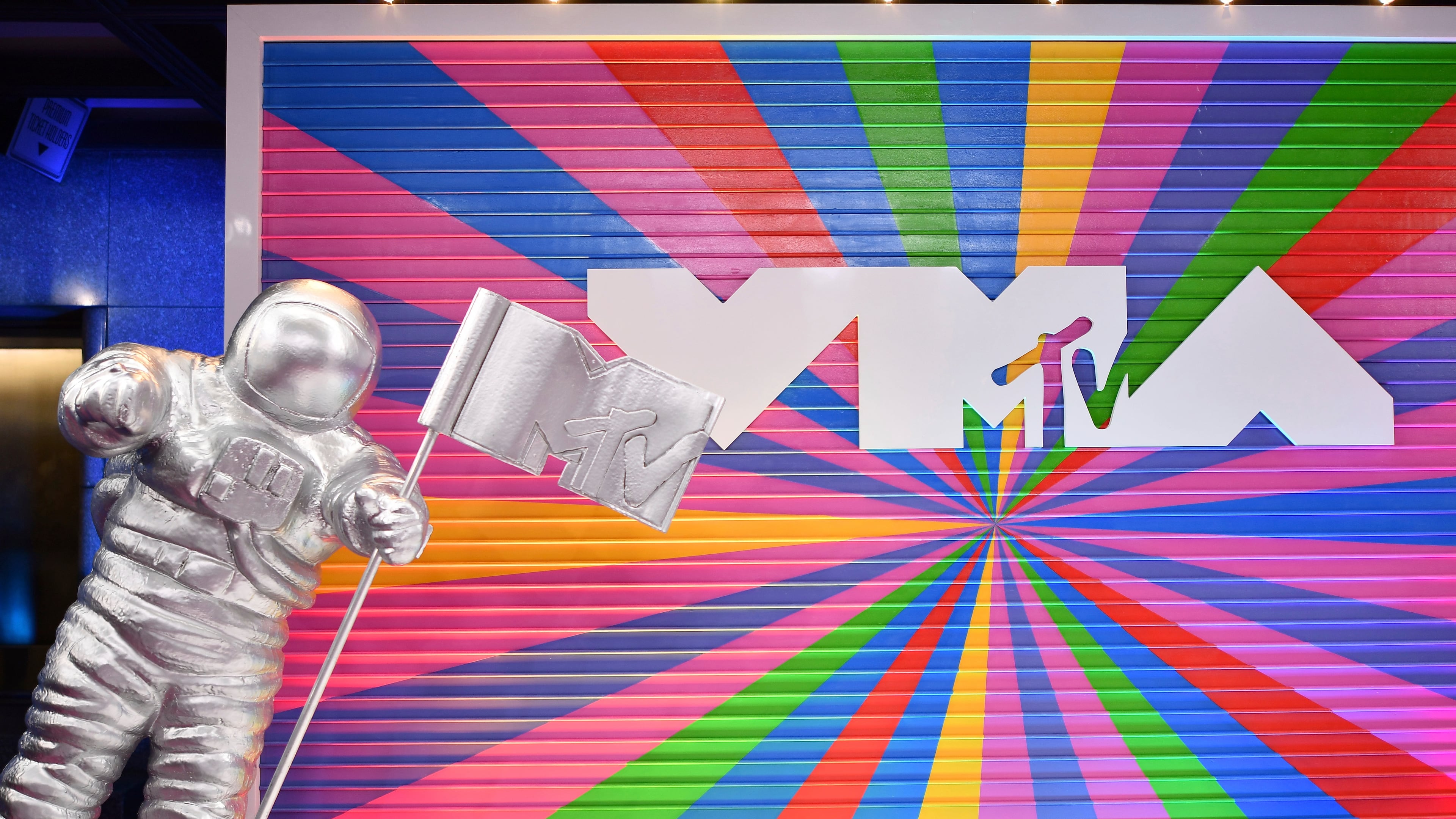 FILE - A statue of the MTV Moon Man appears on the red carpet at the MTV Video Music Awards on Aug. 20, 2018, in New York. (Photo by Charles Sykes/Invision/AP, File)