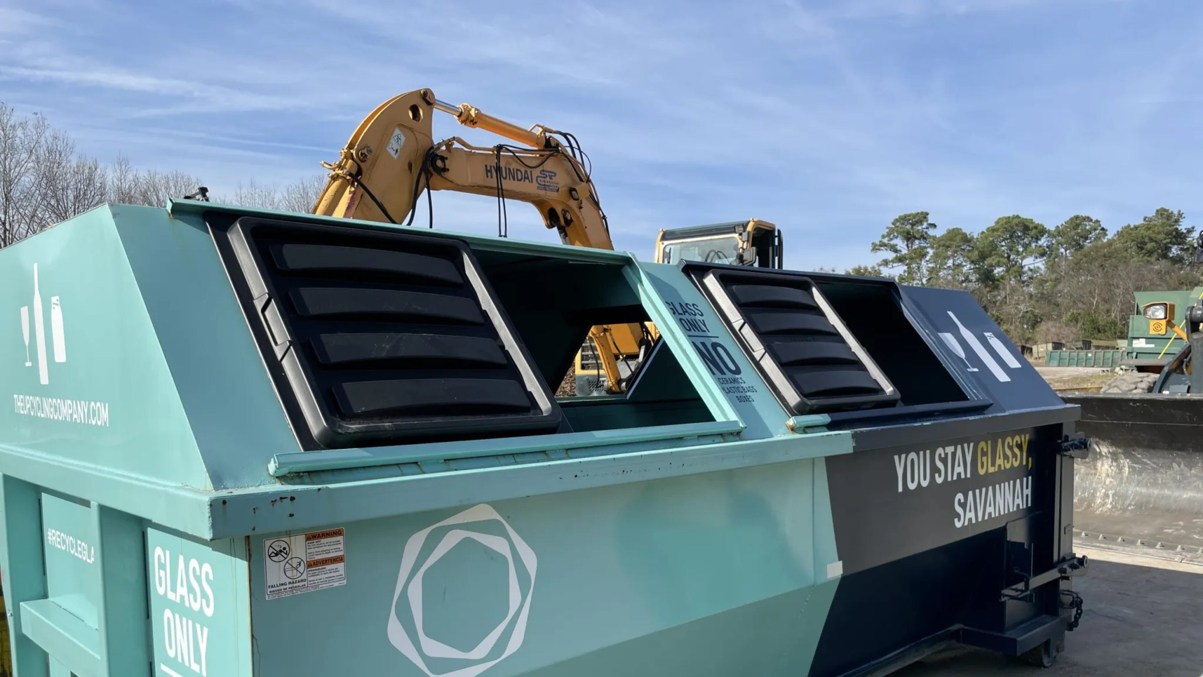 Glass recycling collection container at Bacon Park Transfer Station in Savannah, GA. (Photo Courtesy of Mary Landers/The Current GA)