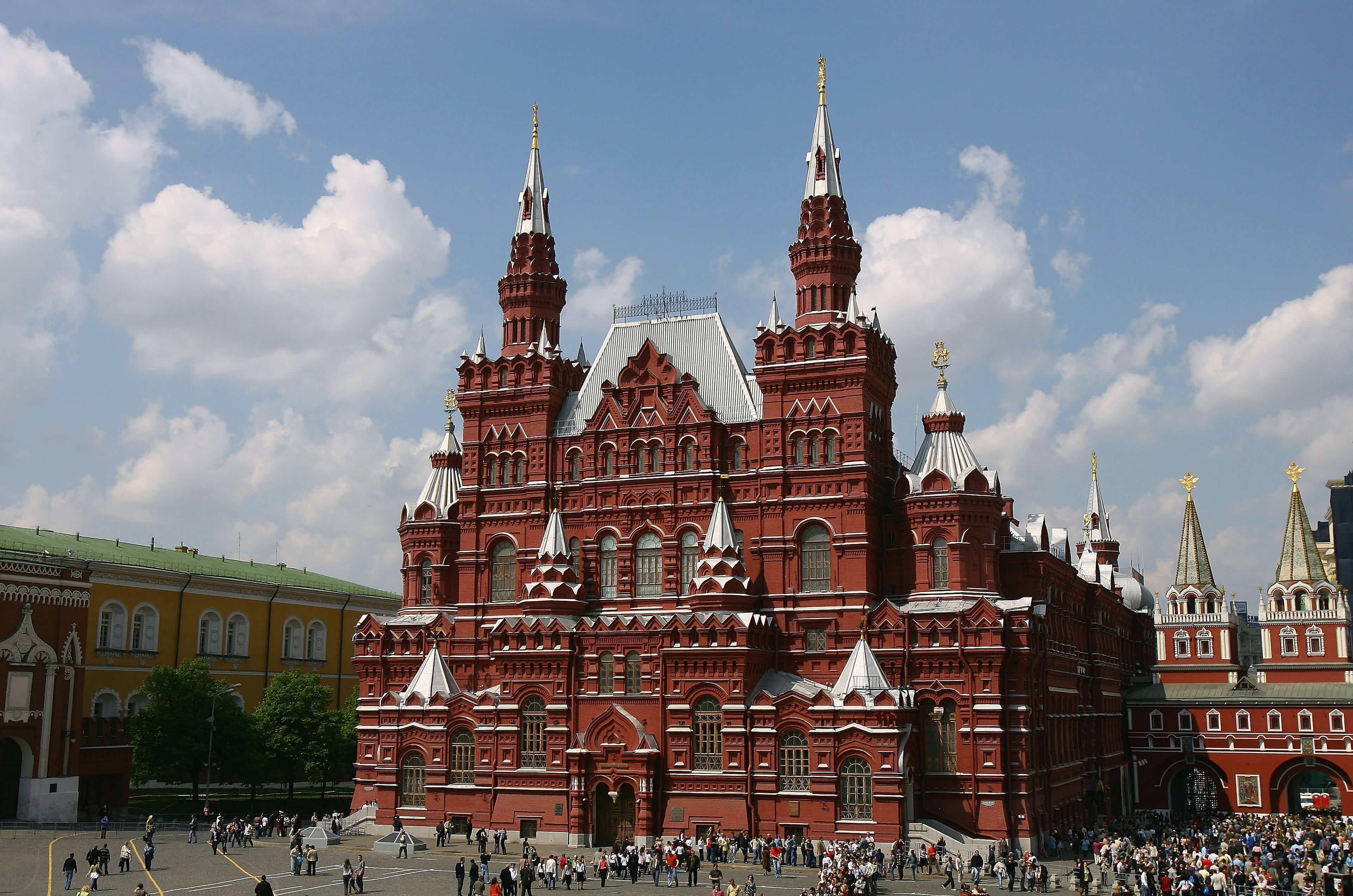 The Red Square through the Resurrection Gate is the State Historical Museum in Moscow, Russia. Julian Finney/Getty Images
