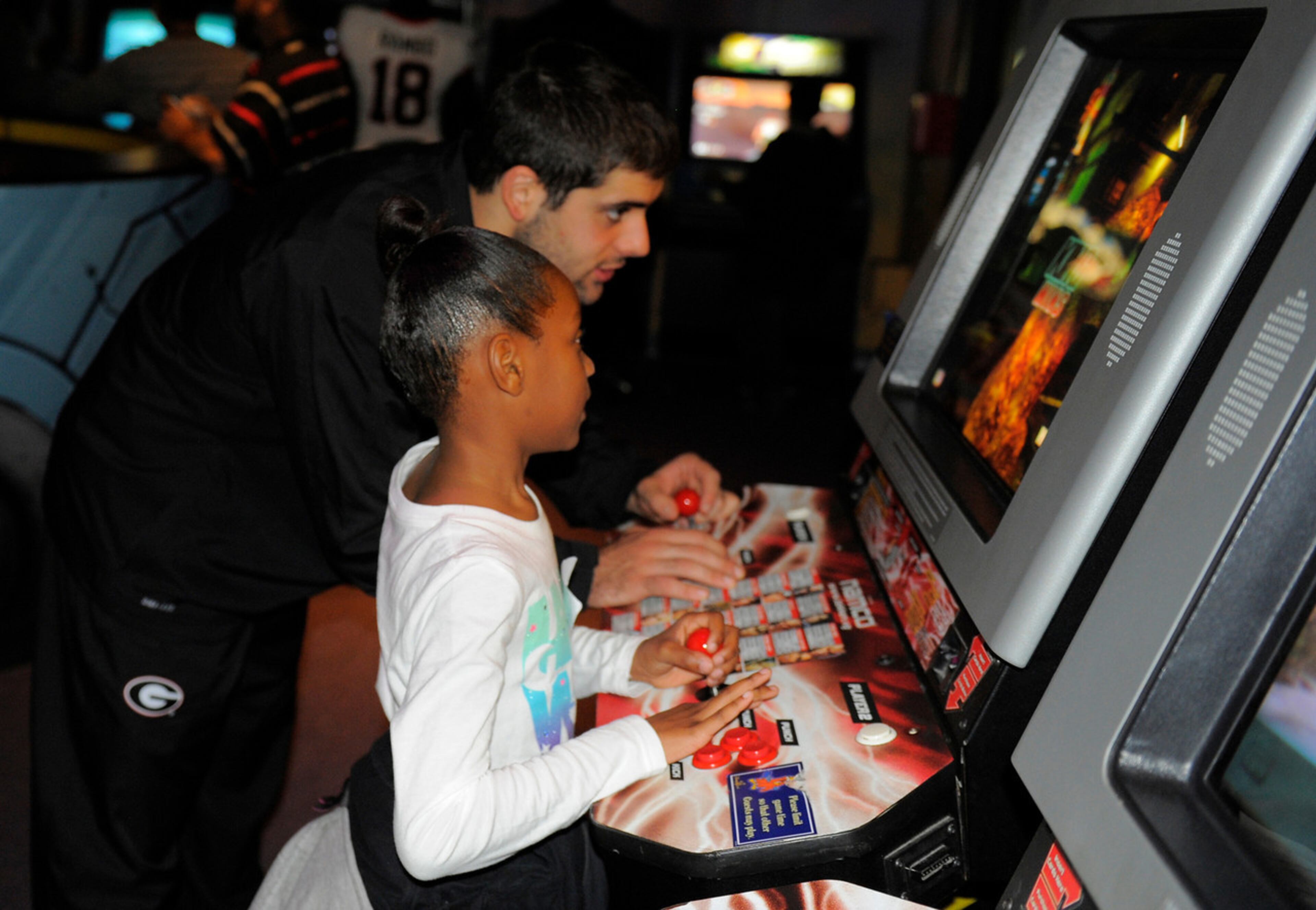 Linebacker Kosta Vavlas chat and plays video games.