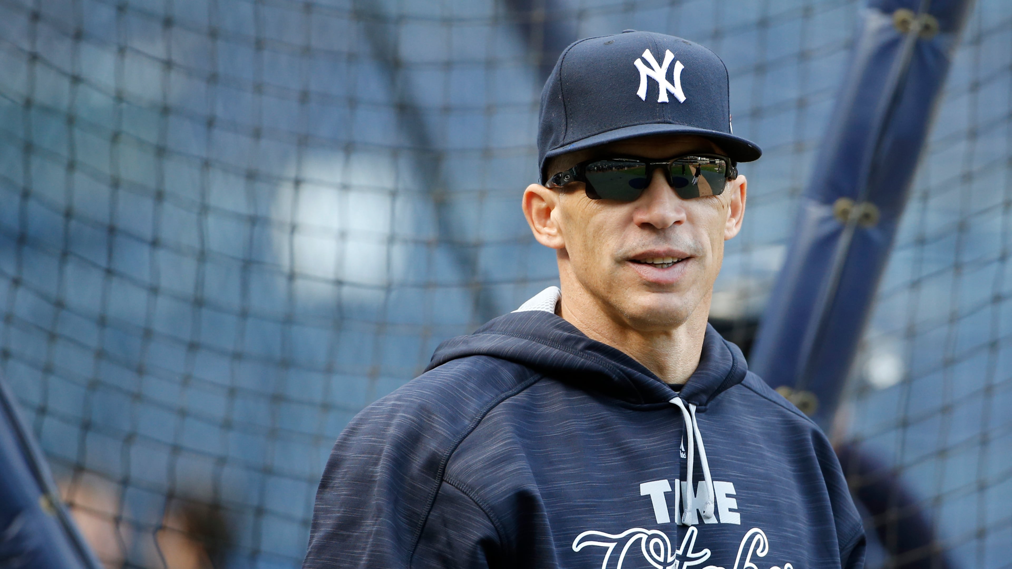 New York Yankees manager Joe Girardi on the field during a workout day Monday, Oct. 5, 2015, for Tuesday's American League Wild Card game against the Houston Astros at Yankee Stadium in New York. (AP Photo/Kathy Willens)