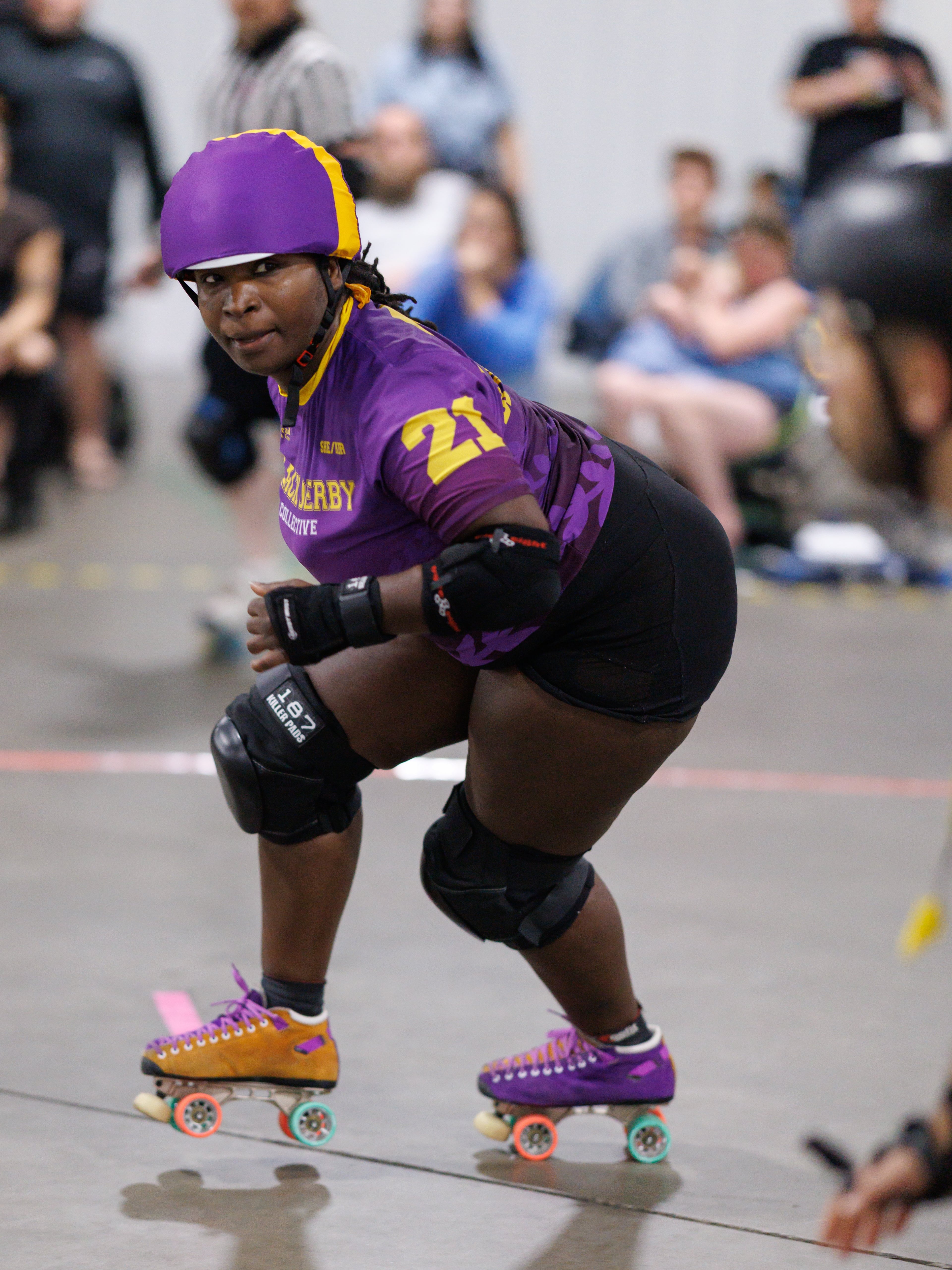 Jacqueline Thermitus, also known as Blaque Jac, skates during the playoffs in Columbia, South Carolina. (Courtesy of Ethan Trewhitt)