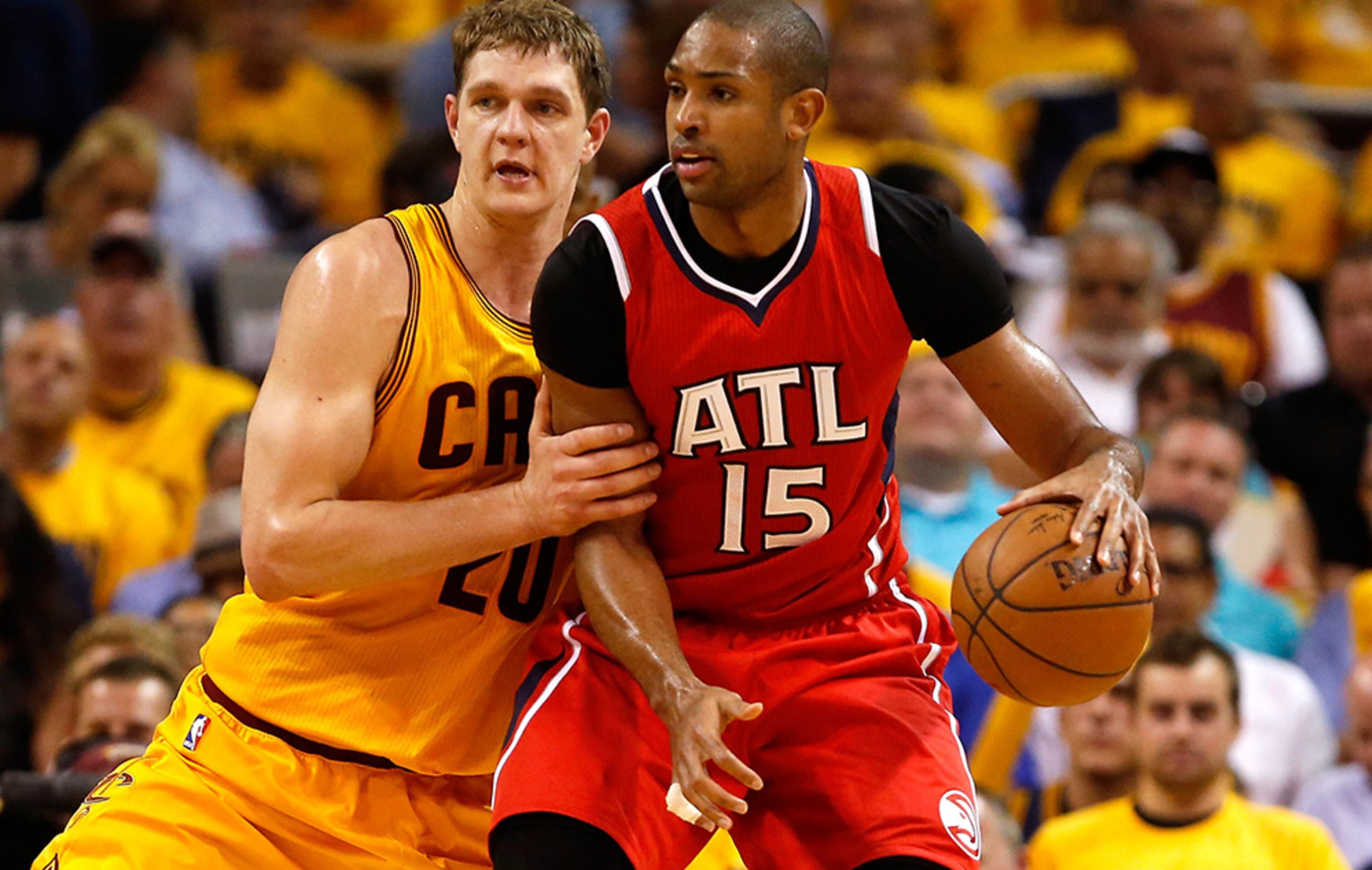 The Hawks introduced an abbreviated "ATL" in place of "Atlanta" in the front on their road jerseys in 2014. The team cut back on the usage of the jerseys in 2015, but did make some appearances on their historic postseason run.