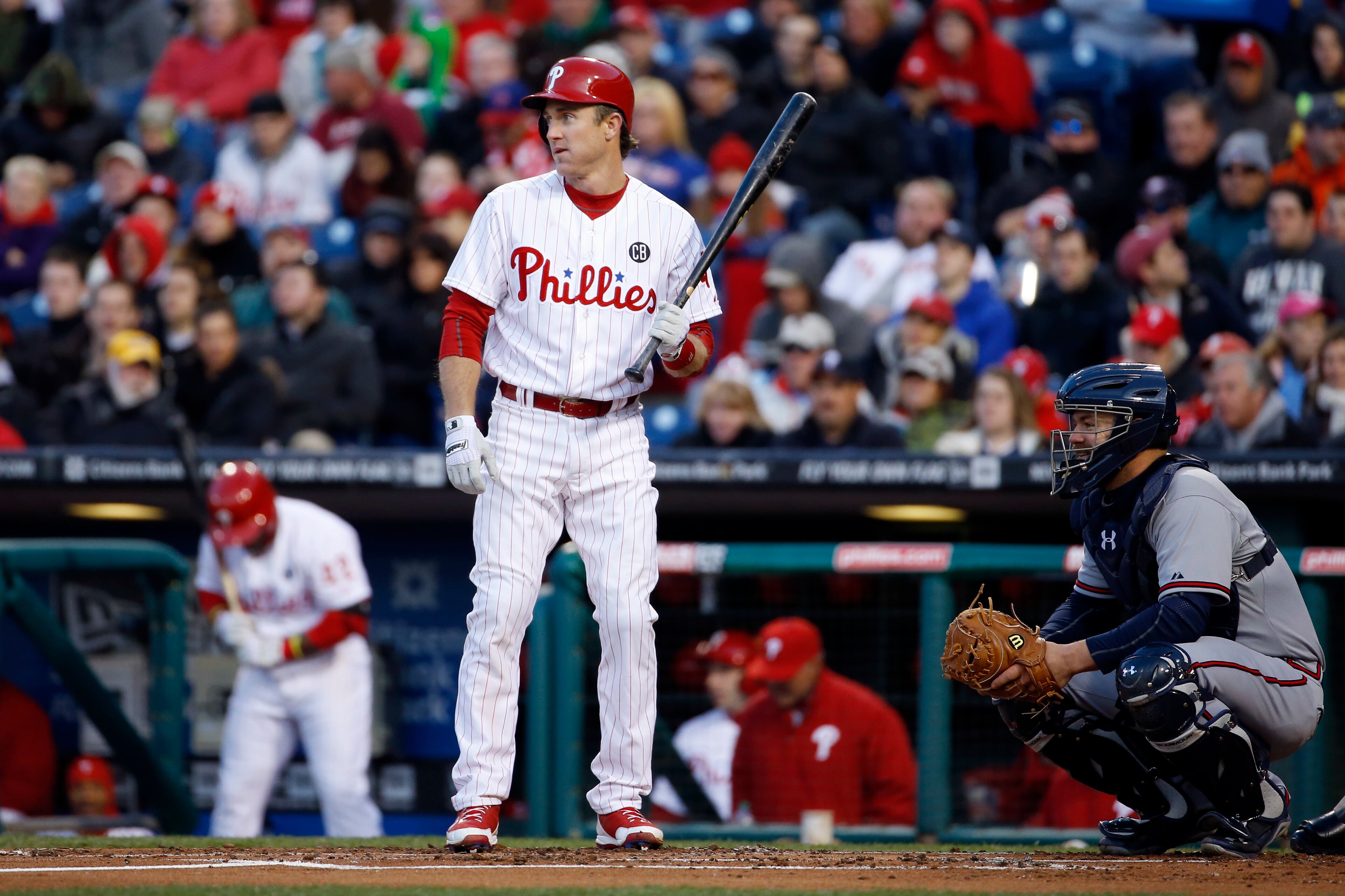 Philadelphia Phillies' Chase Utley in action during a baseball game against the Atlanta Braves, Wednesday, April 16, 2014, in Philadelphia. (AP Photo/Matt Slocum)