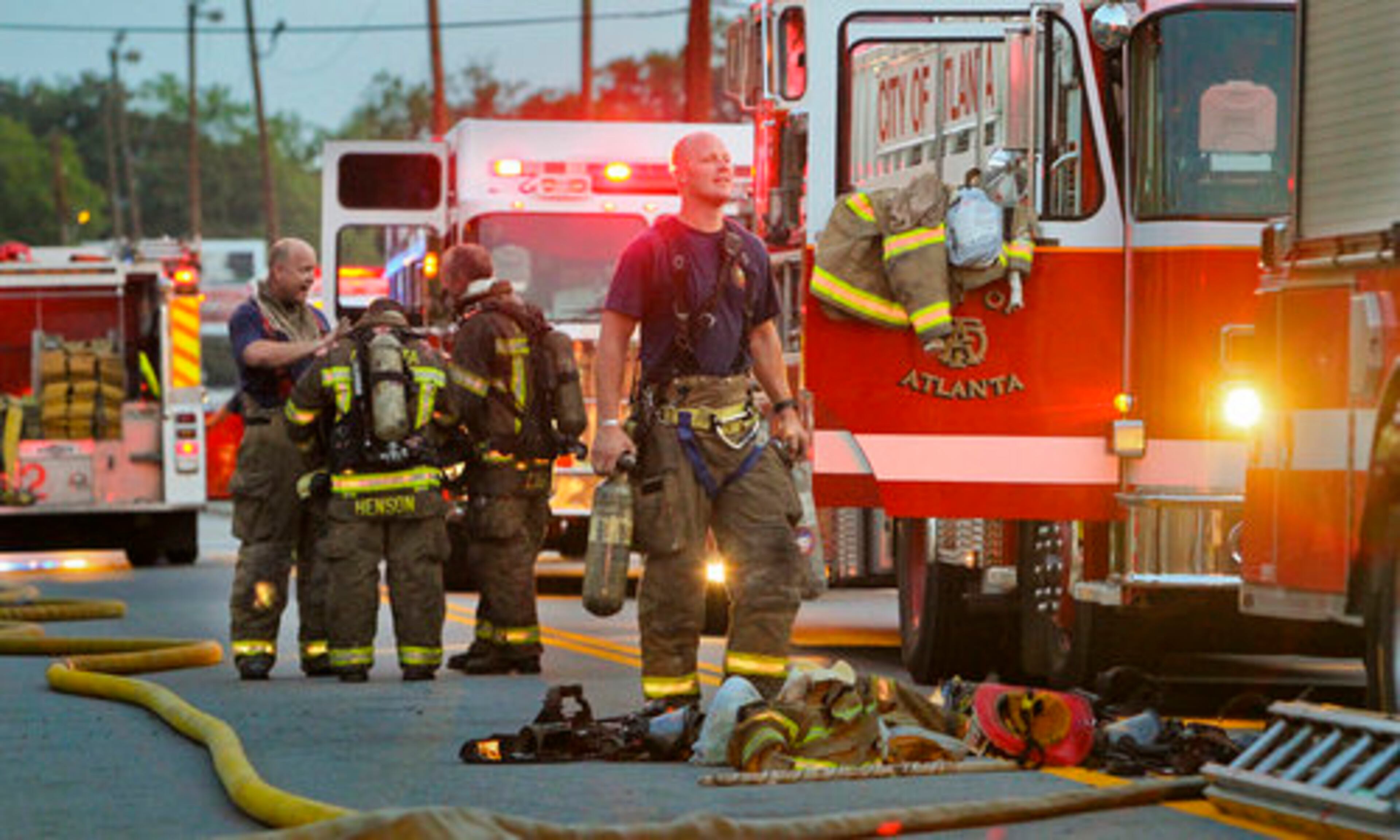 Atlanta firefighters were in a joyful mood Friday following their rescue.