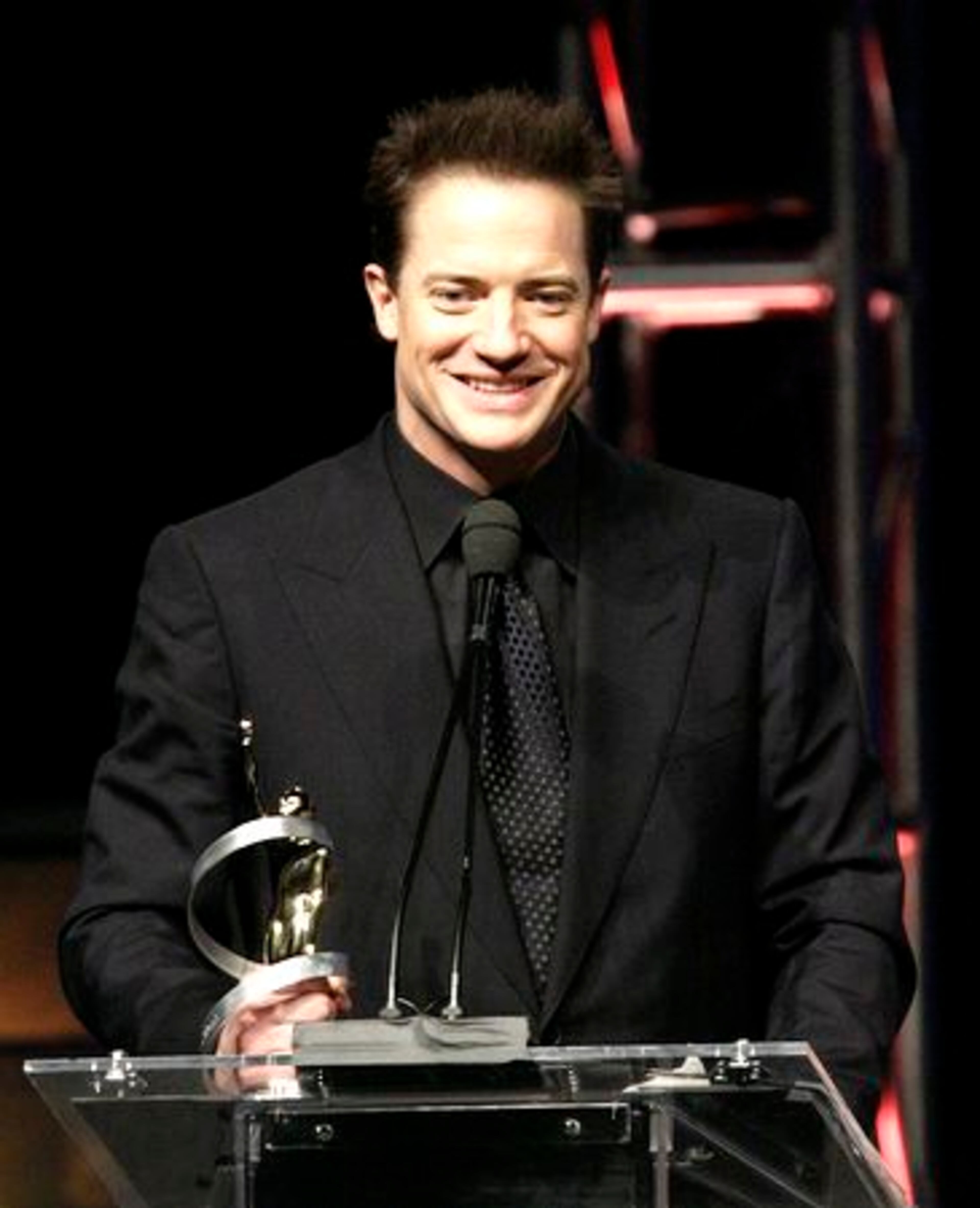 Brendan Fraser speaks after receiving the distinguished decade of achievement in film award. In the past 10 years, the diverse actor has been cast in blockbuster action films such as "The Mummy," critically acclaimed dramas such as "Gods and Monsters" and "Crash," and comedies such as "Blast from the Past."