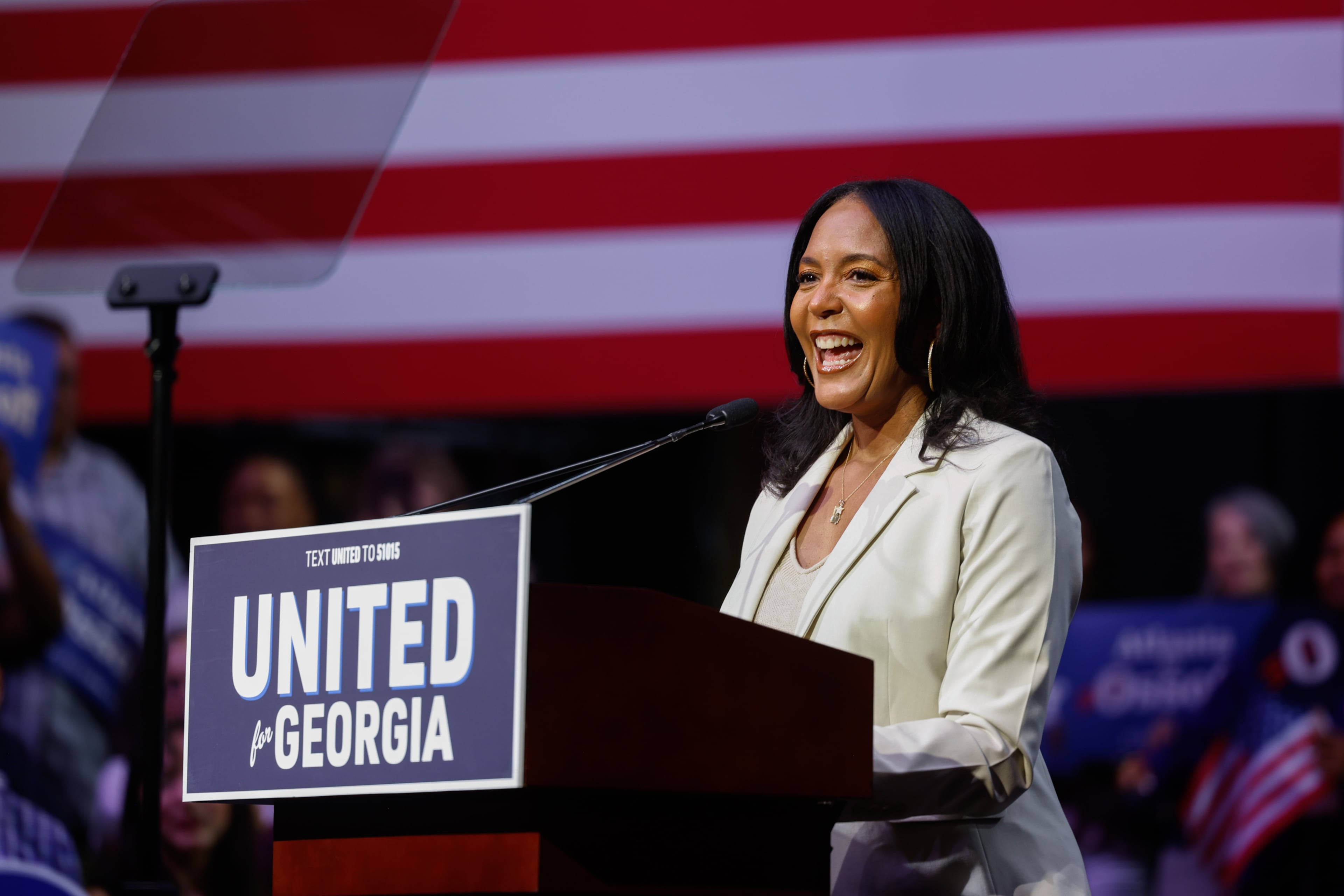 Democratic candidate for governor Keisha Lance Bottoms speaks at a joint campaign rally with U.S. Sen. Jon Ossoff at the Tabernacle in Atlanta on Sunday. (Arvin Temkar/AJC)