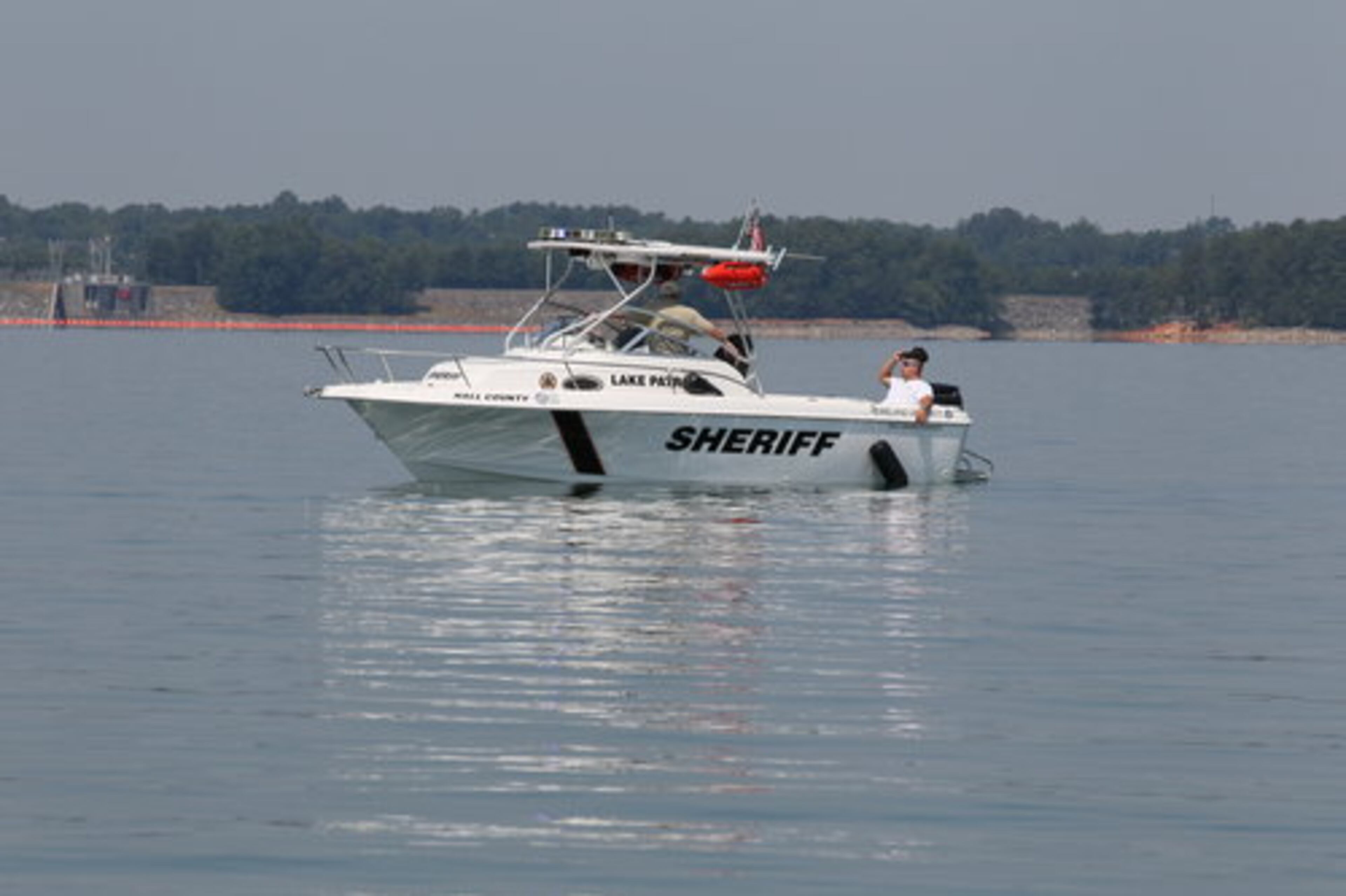A boat from the sheriff's department scanned the water.