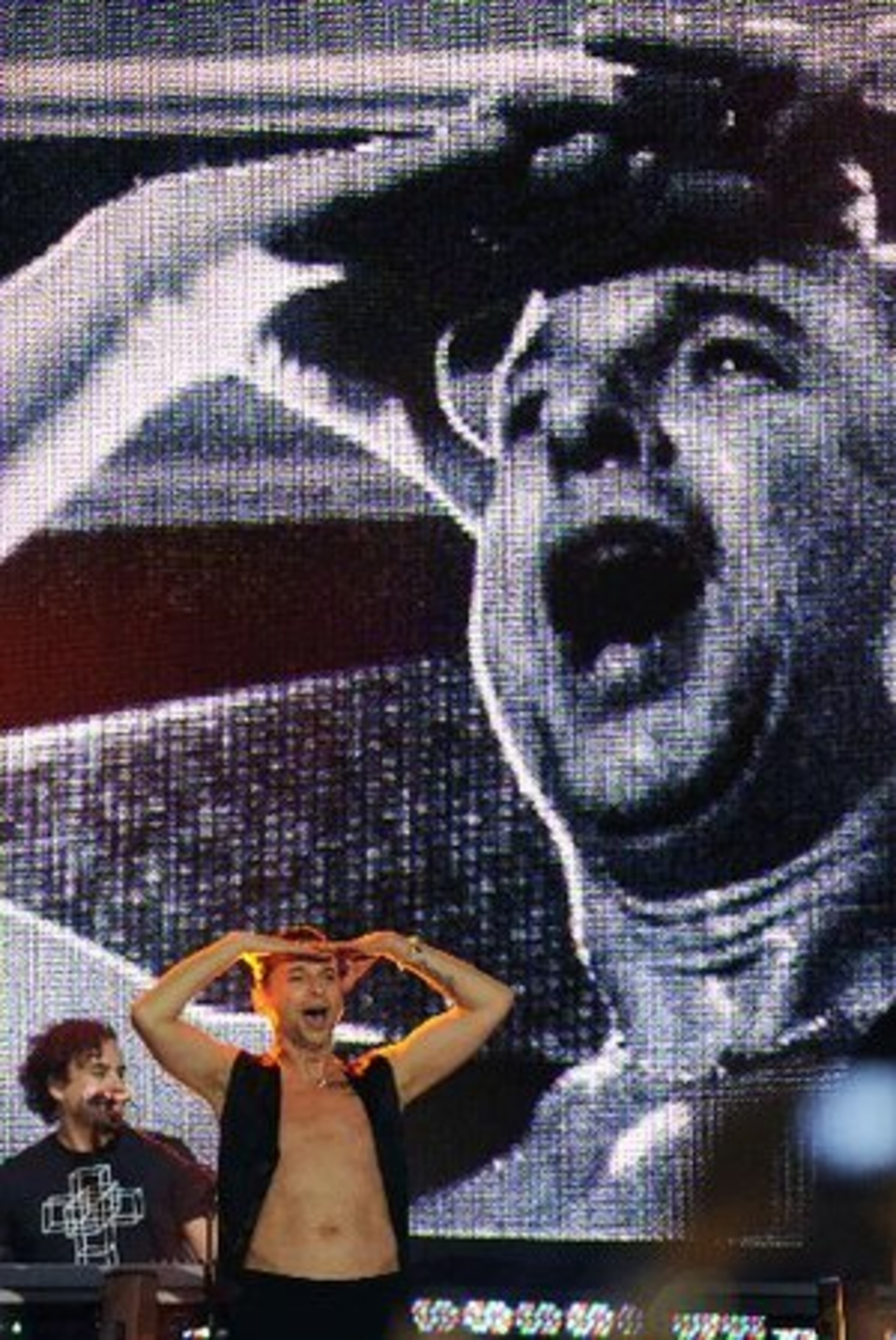 If someone didn't get a spot up front, images of he band could be seen on a big screen.