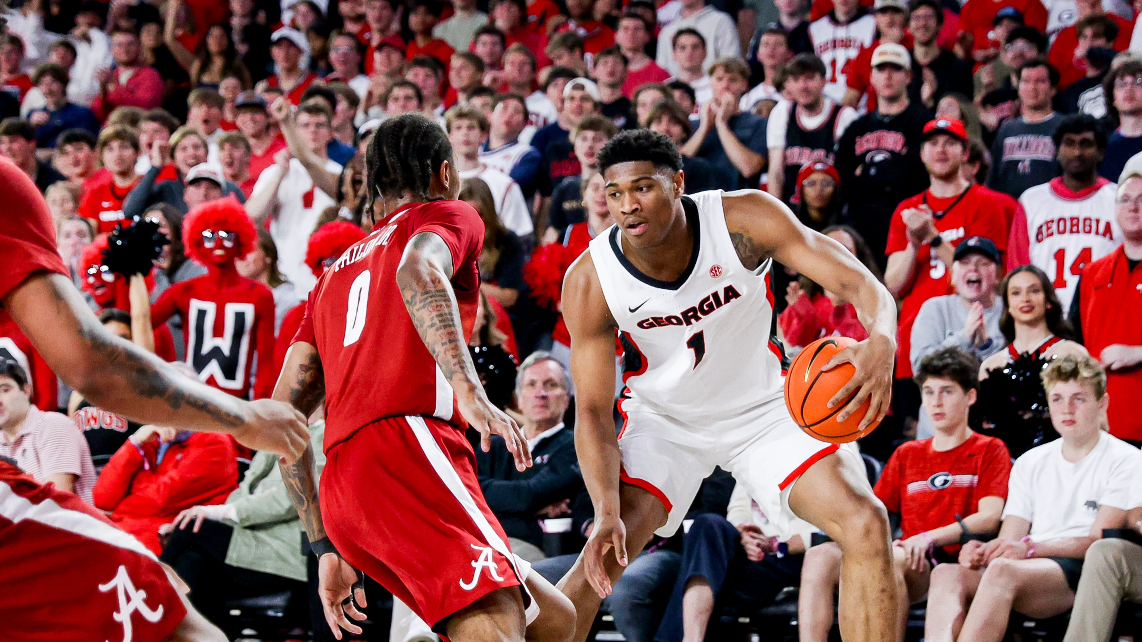 Georgia forward Kareem Stagg, shown here playing against Alabama last month, was arrested Wednesday on charges of speeding and driving without a license. (Sofia Yaker/UGAAA)
