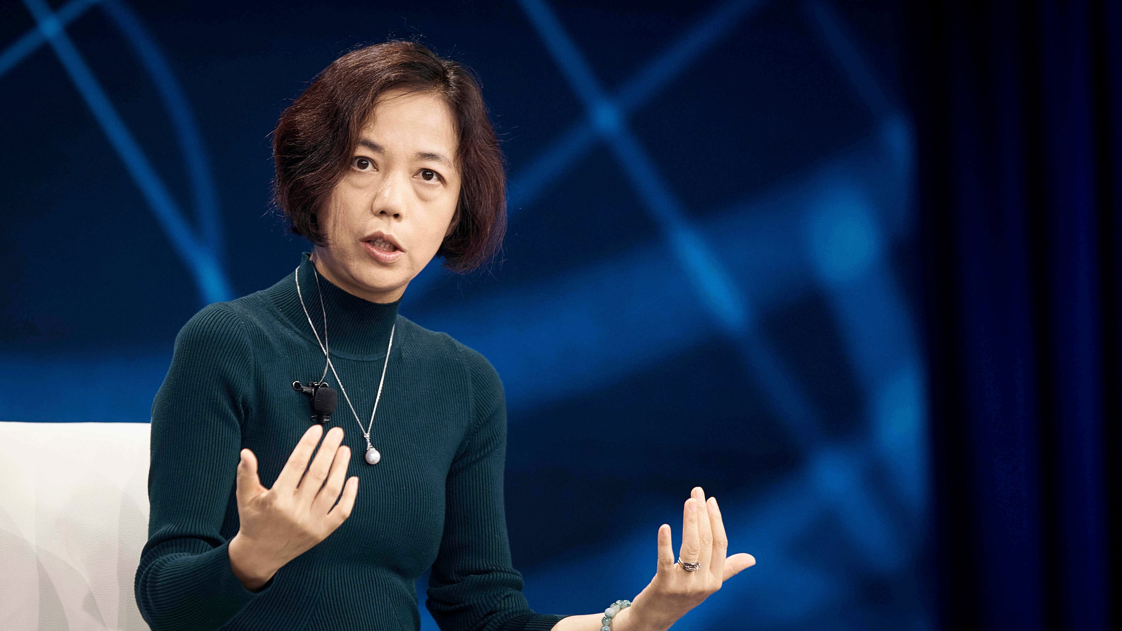 FILE - Computer scientist Fei-Fei Li speaks during the Clinton Global Initiative, Sept. 24, 2024, in New York. (AP Photo/Andres Kudacki, File)