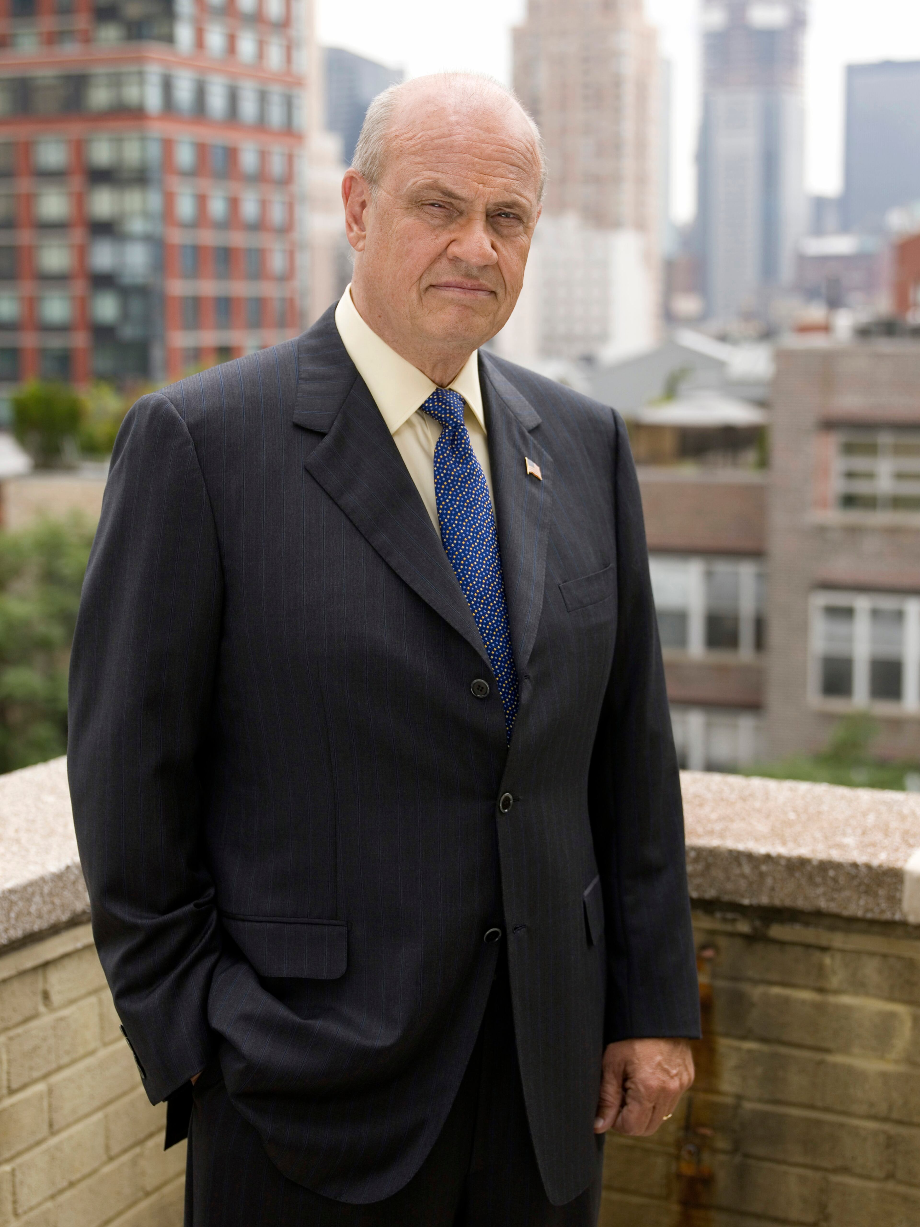 LAW & ORDER -- Season 17 -- Pictured: Fred Dalton Thompson as District Attorney Arthur Branch (Photo by Virginia Sherwood/NBC/NBCU Photo Bank via Getty Images)