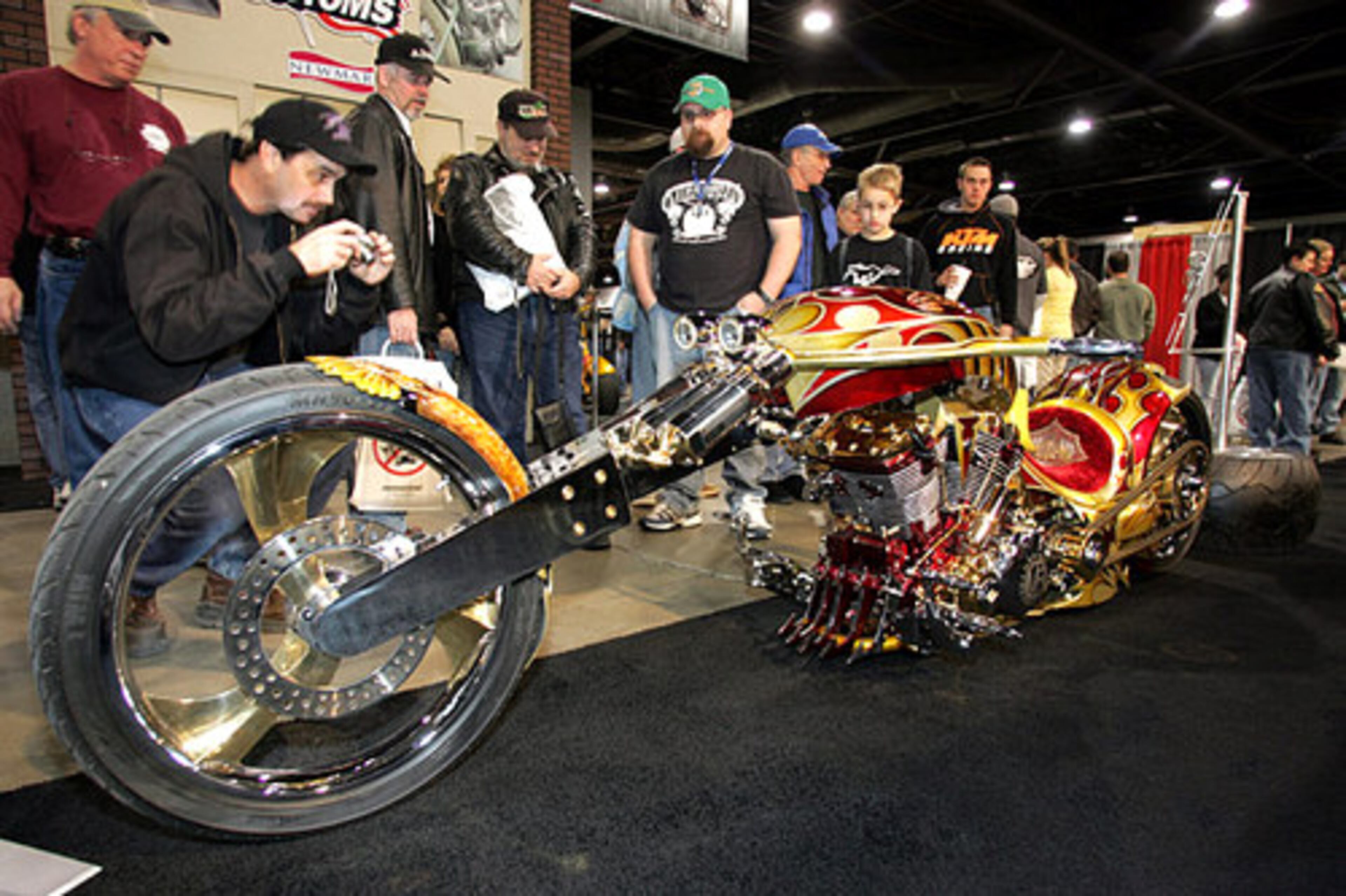 A crowd gathers around the Nehmesis, a $250,000 motorcycle built by Broward Motorsports/BMS Choppers owner Sam Nehme.