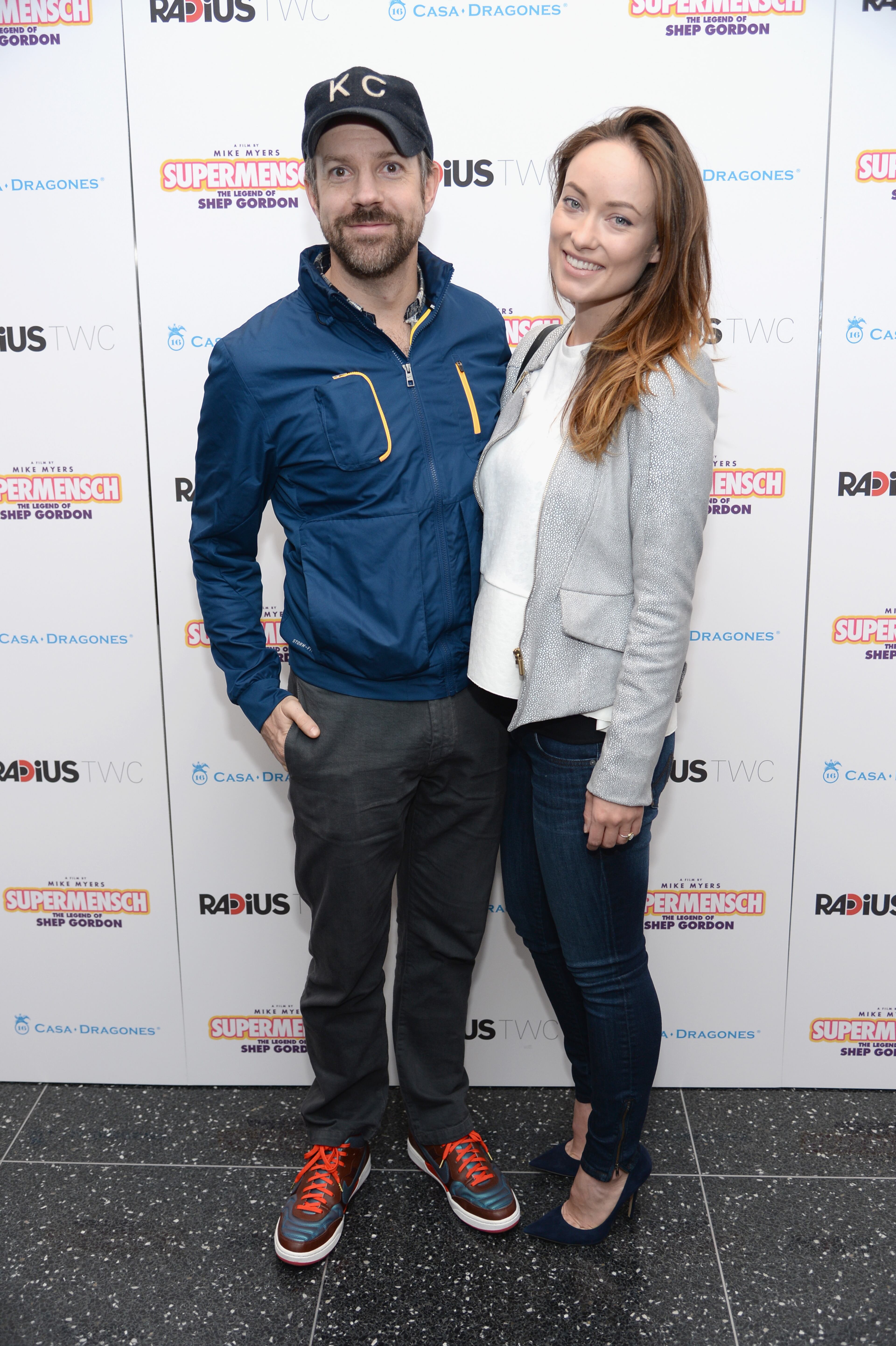 NEW YORK, NY - MAY 29: Actors Jason Sudeikis and Olivia Wilde attend the ""Supermensch: The Legend Of Shep Gordon" screening at The Museum of Modern Art on May 29, 2014 in New York City. (Photo by Dimitrios Kambouris/Getty Images)