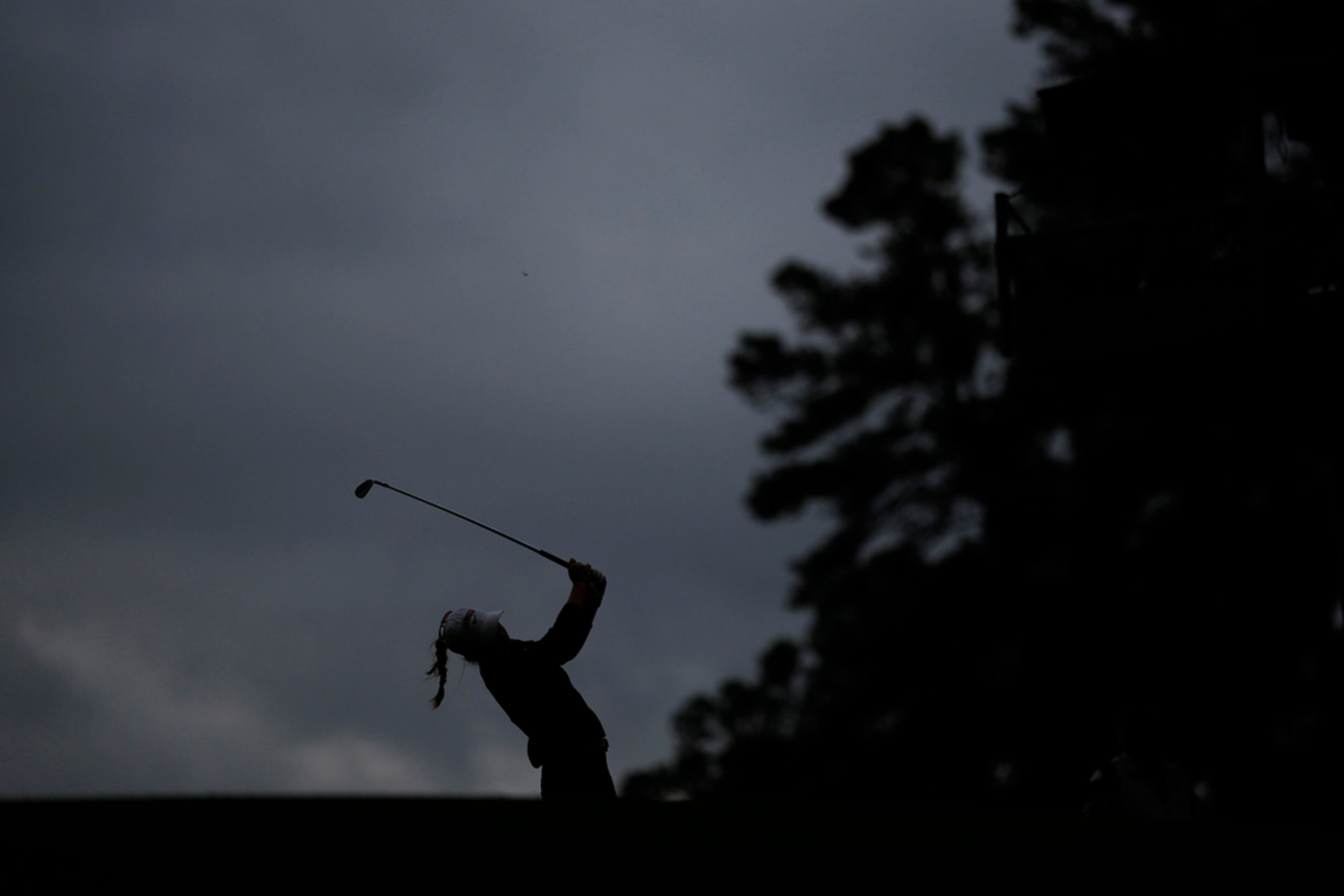 Jenny Bae hits off the fourth tee during the final round of the Augusta National Women's Amateur golf tournament, Saturday, April 1, 2023, in Augusta, Ga. (AP Photo/Matt Slocum)