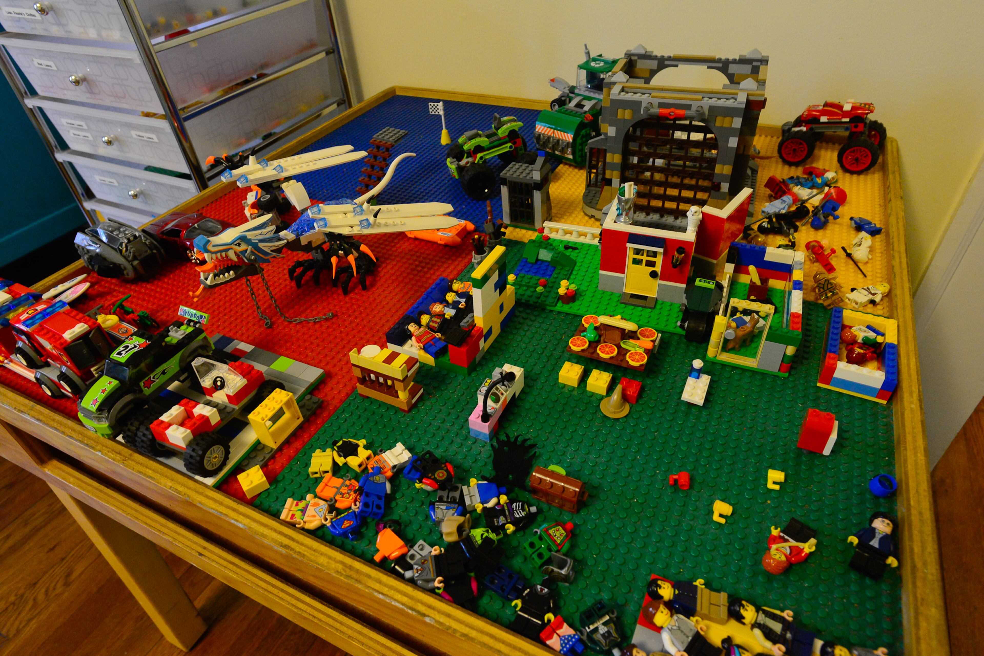 Building Lego is a snap, thanks to this large table in Maddie's room that was a yard sale find.