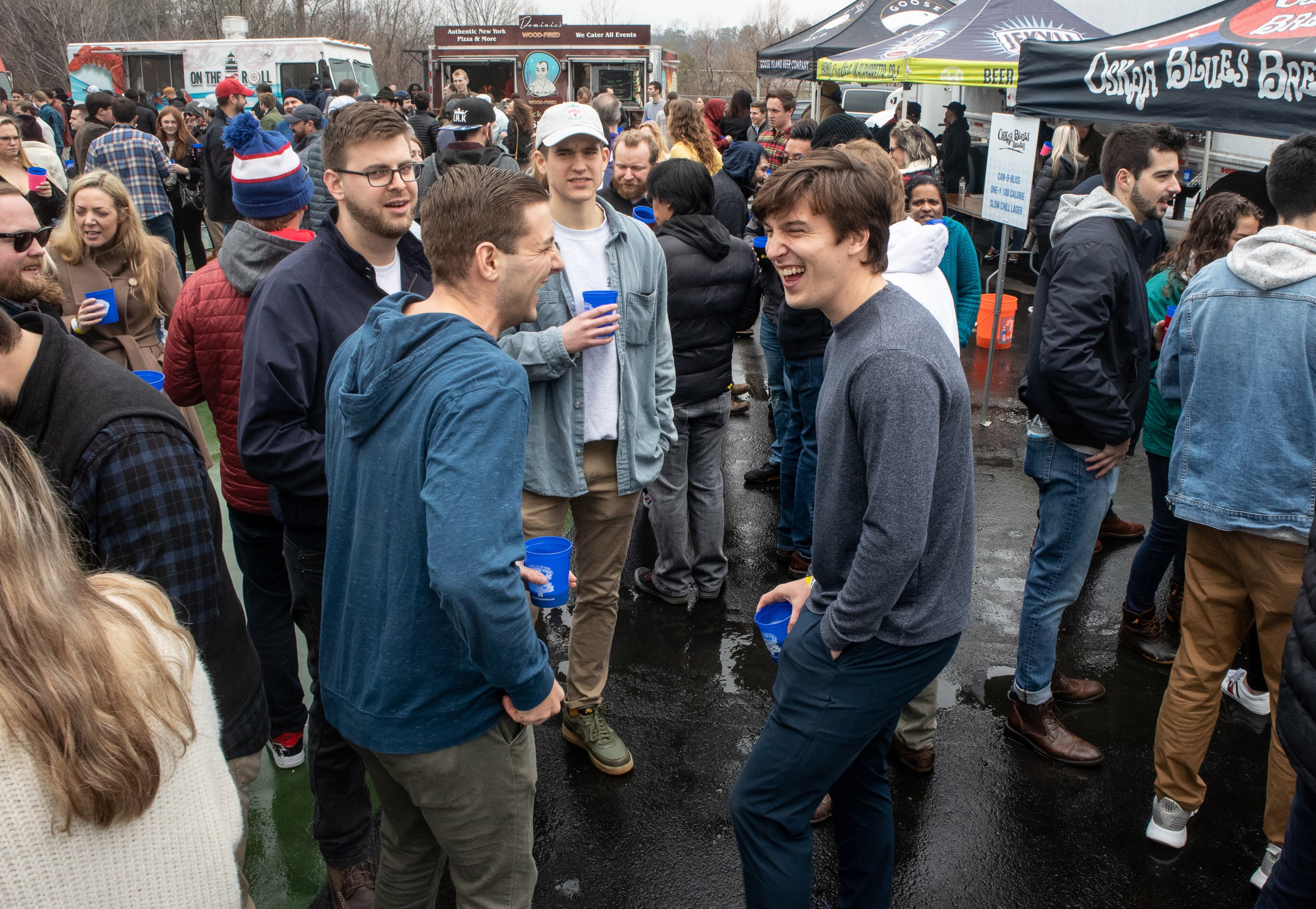 People listen to music and drink beer during the Atlanta Winter Beer Festival at Atlantic Station on Saturday, February 1, 2020. STEVE SCHAEFER / SPECIAL TO THE AJC