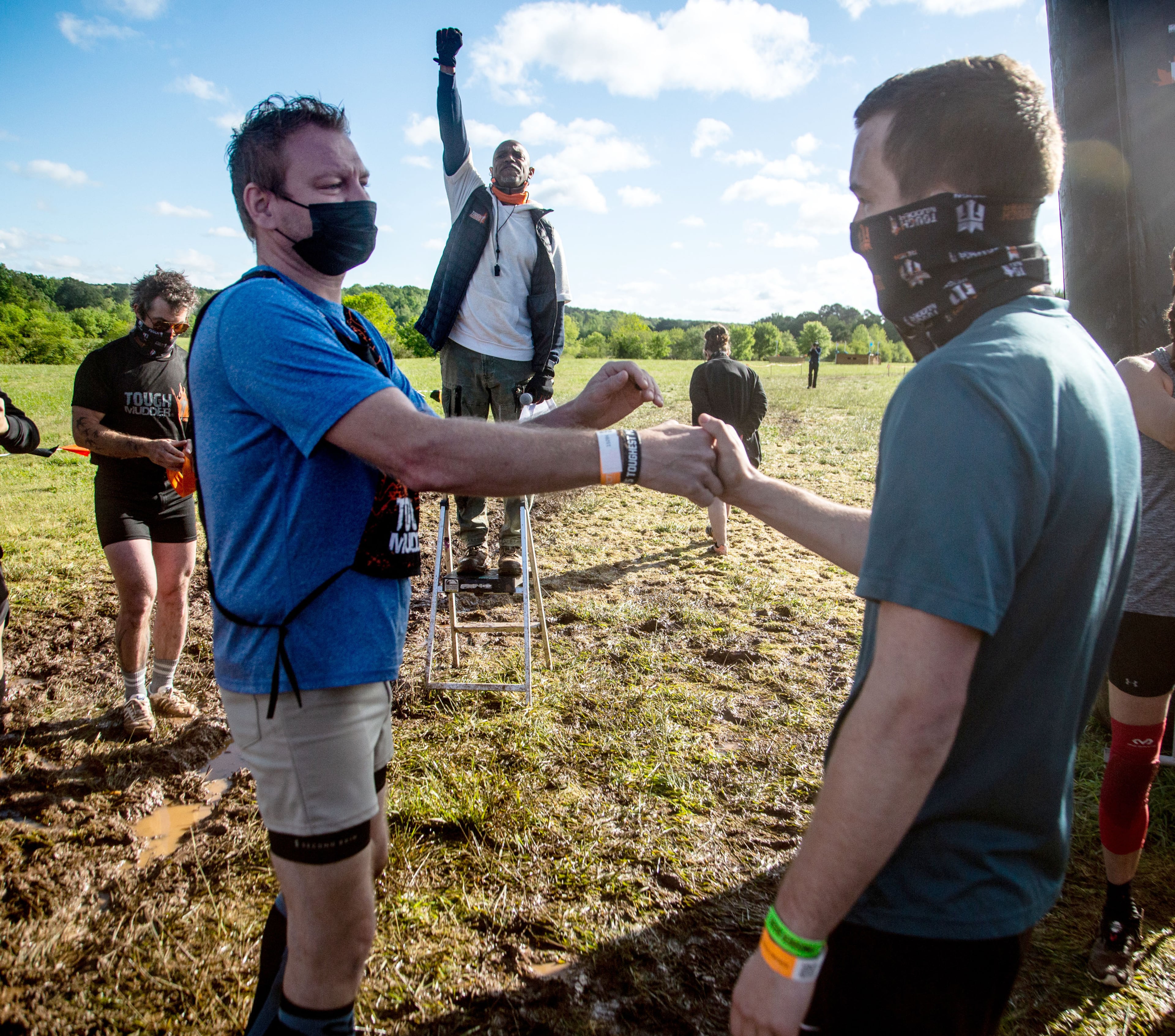 Tough Mudder race participants get ready for the start of their race in Fairburn on Sunday, April 25, 2021. (Photo: Steve Schaefer for The Atlanta Journal-Constitution)