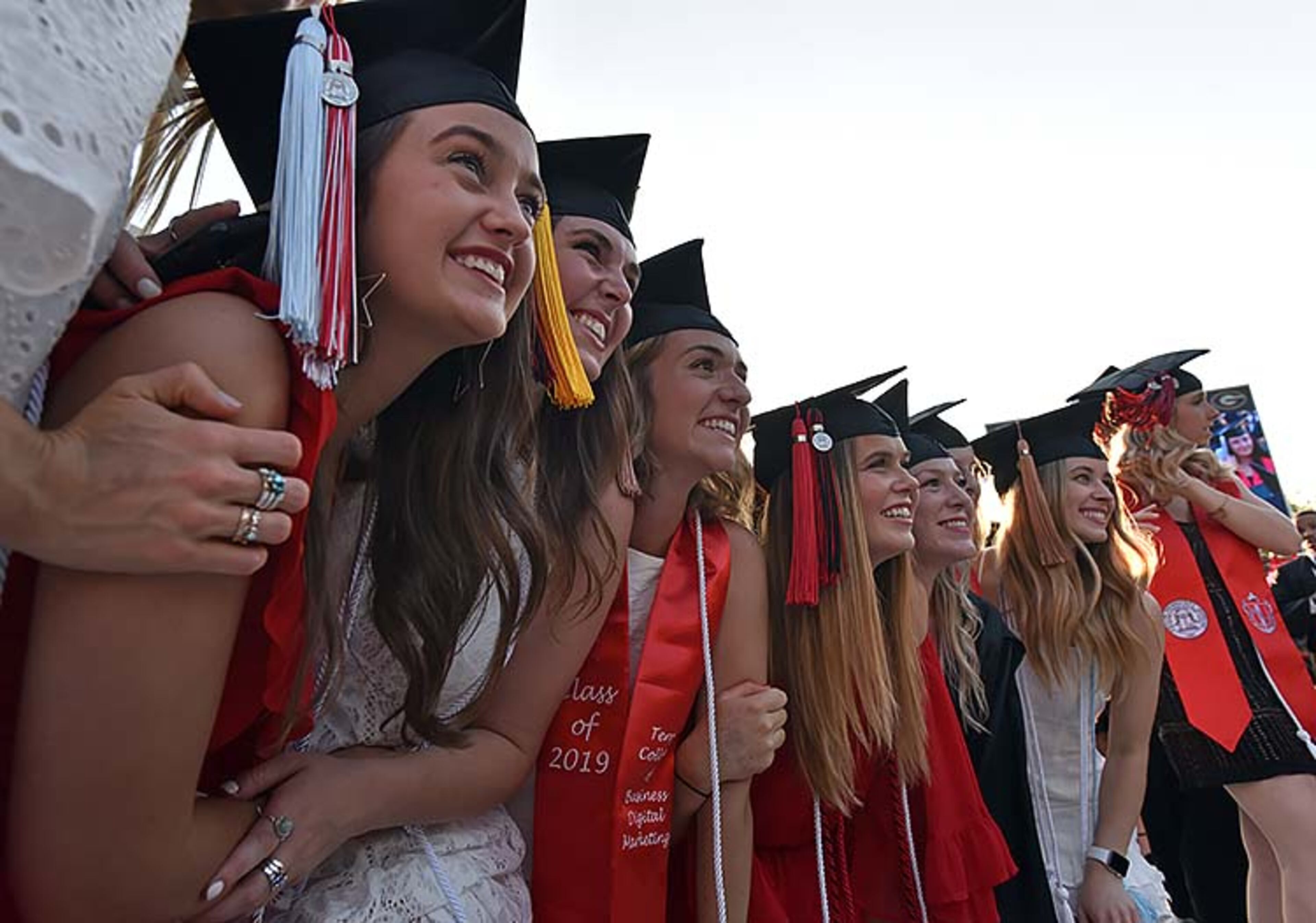 May 10, 2019 Athens - University of Georgia students take selfies before 2019 spring undergraduate commencement ceremony at Sanford Stadium in Athens on Friday, May 10, 2019. HYOSUB SHIN / HSHIN@AJC.COM