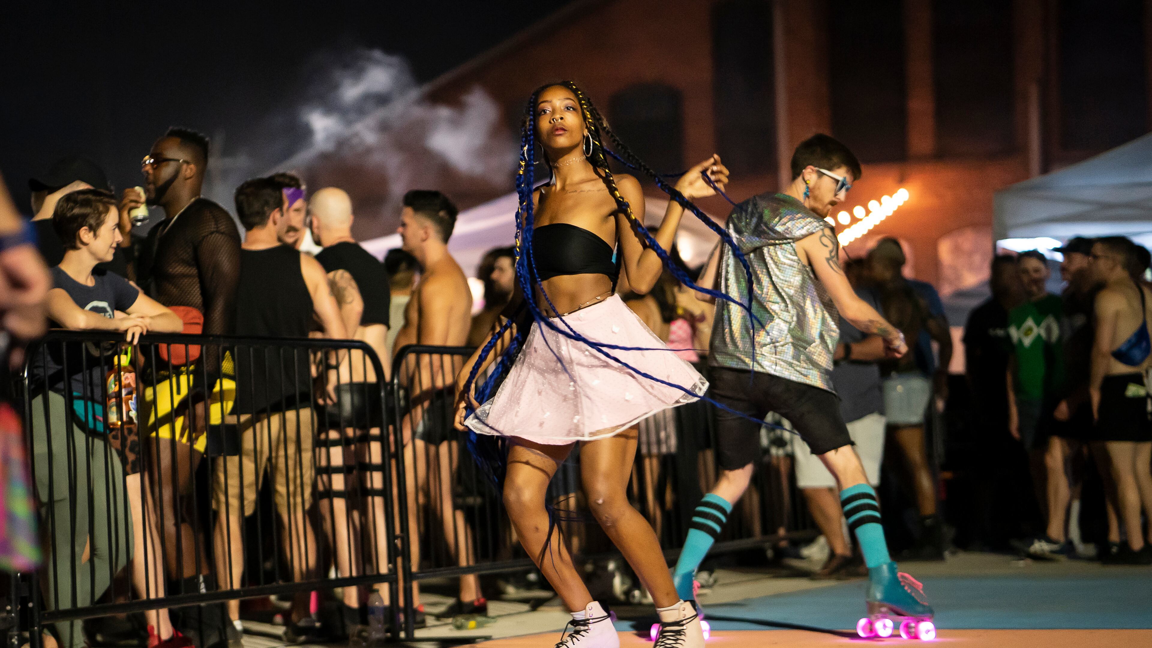 Jayda Priester skates at a Chaka Khan Hacienda event in Atlanta on Sept. 25, 2022. While roller-skating has a long history in Atlanta, its popularity has been on the rise since 2020 when the pandemic pushed residents to explore outdoor activities. (Nicole Craine/The New York Times)