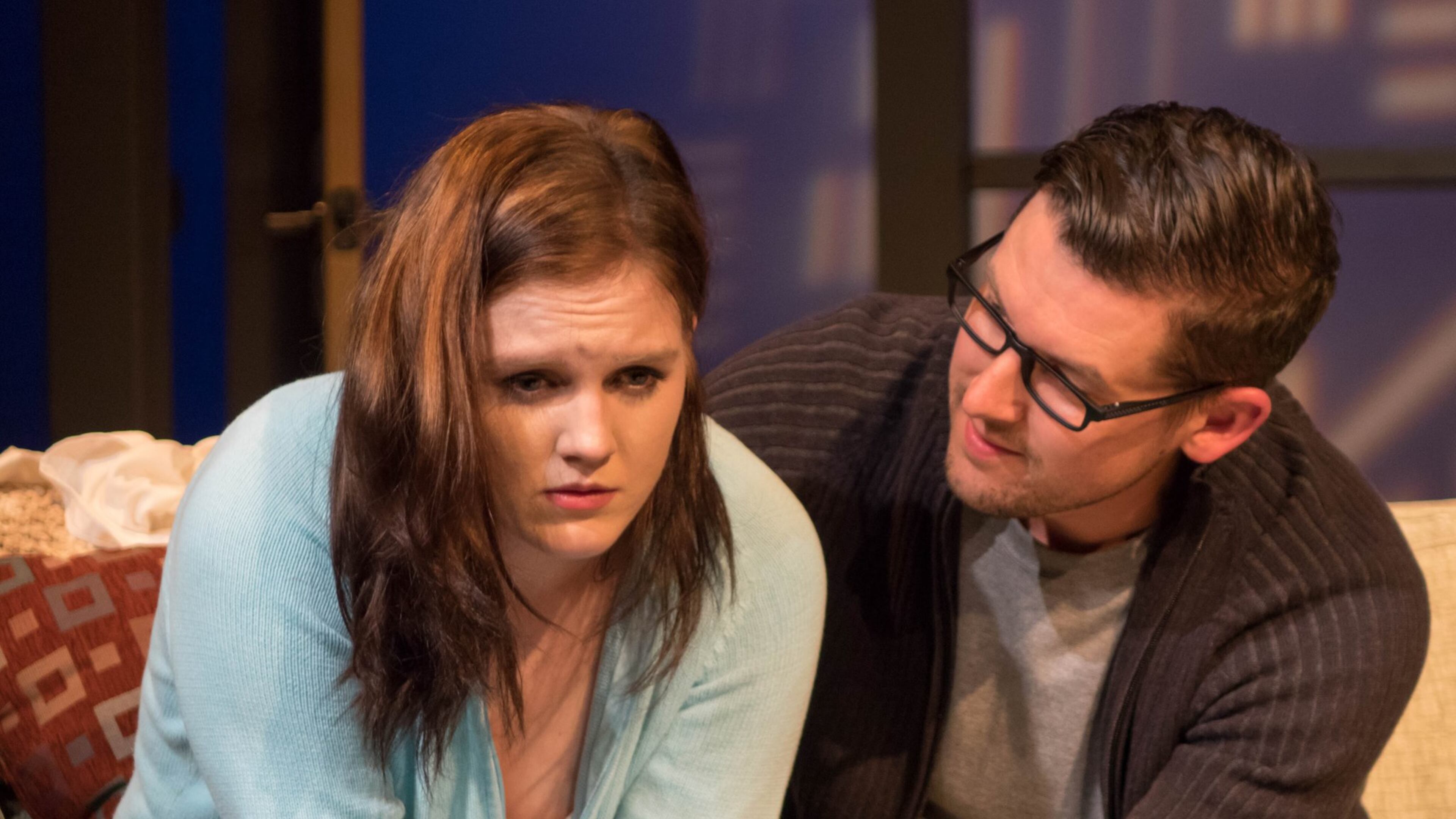 Lauren Megan McCarthy and Justin Dilley play parents Alex and Greg in Daniel Pearle’s “A Kid Like Jake” at Out Front Theatre. CONTRIBUTED BY BRIAN WALLENBERG