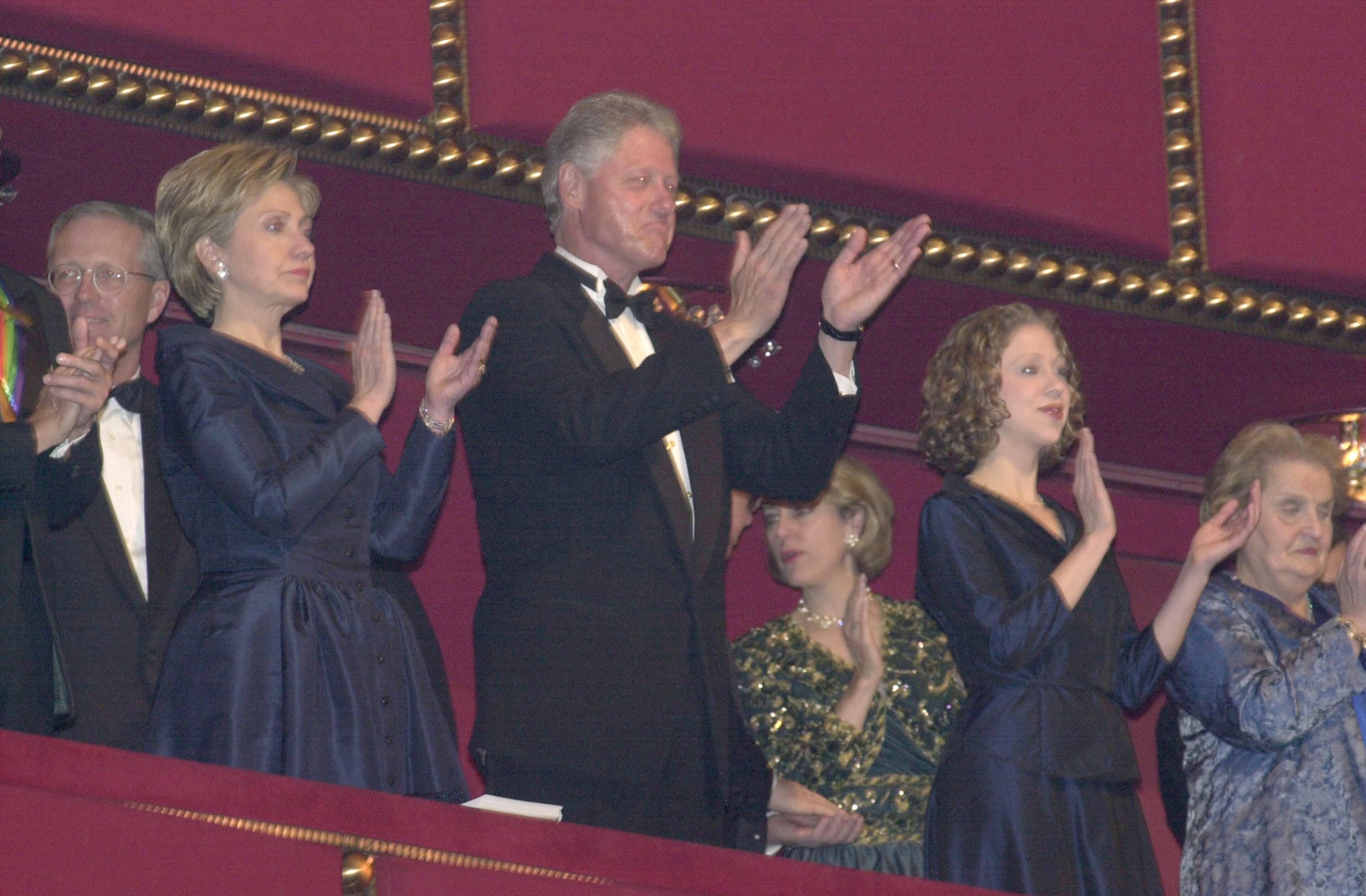 First Lady Hillary Rodham Clinton, U.S. President Bill Clinton, Chelsea Clinton and U.S. Secretary of State Madeleine Albright applaud during the Kennedy Center Awards ceremony at the White House December 3, 2000 in Washington, DC. The Clintons hosted Kennedy Center Honorees Mikhail Baryshnikov, Placido Domingo, Clint Eastwood, Chuck Berry and Angela Landsbury. (Pool Photo/Newsmakers)