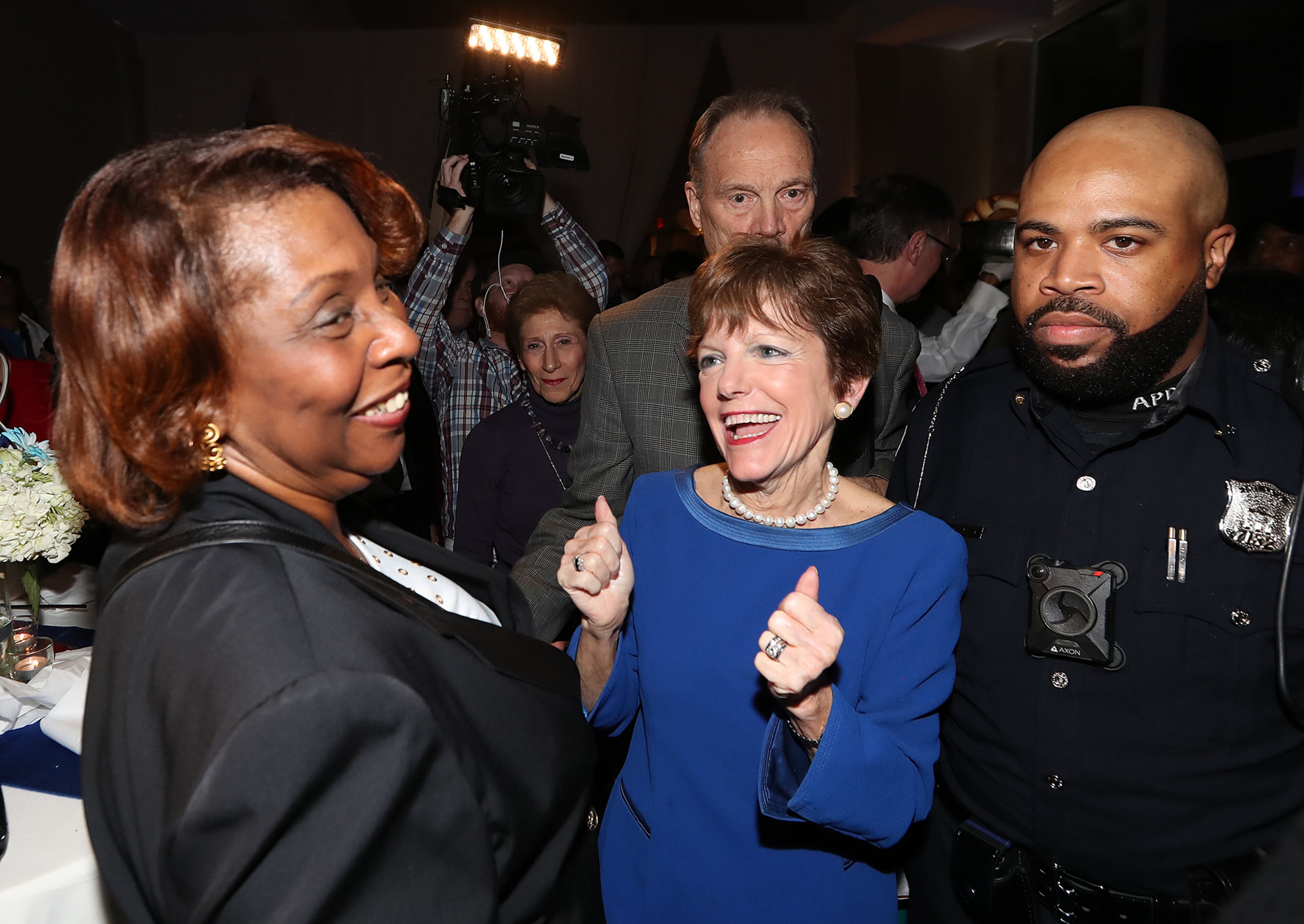 December 5, 2017 Atlanta: Mary Norwood greets supporters as she arrives for her election night party at the Park Tavern in the Atlanta mayoral runoff on Tuesday, December 5, 2017, in Atlanta. Curtis Compton/ccompton@ajc.com