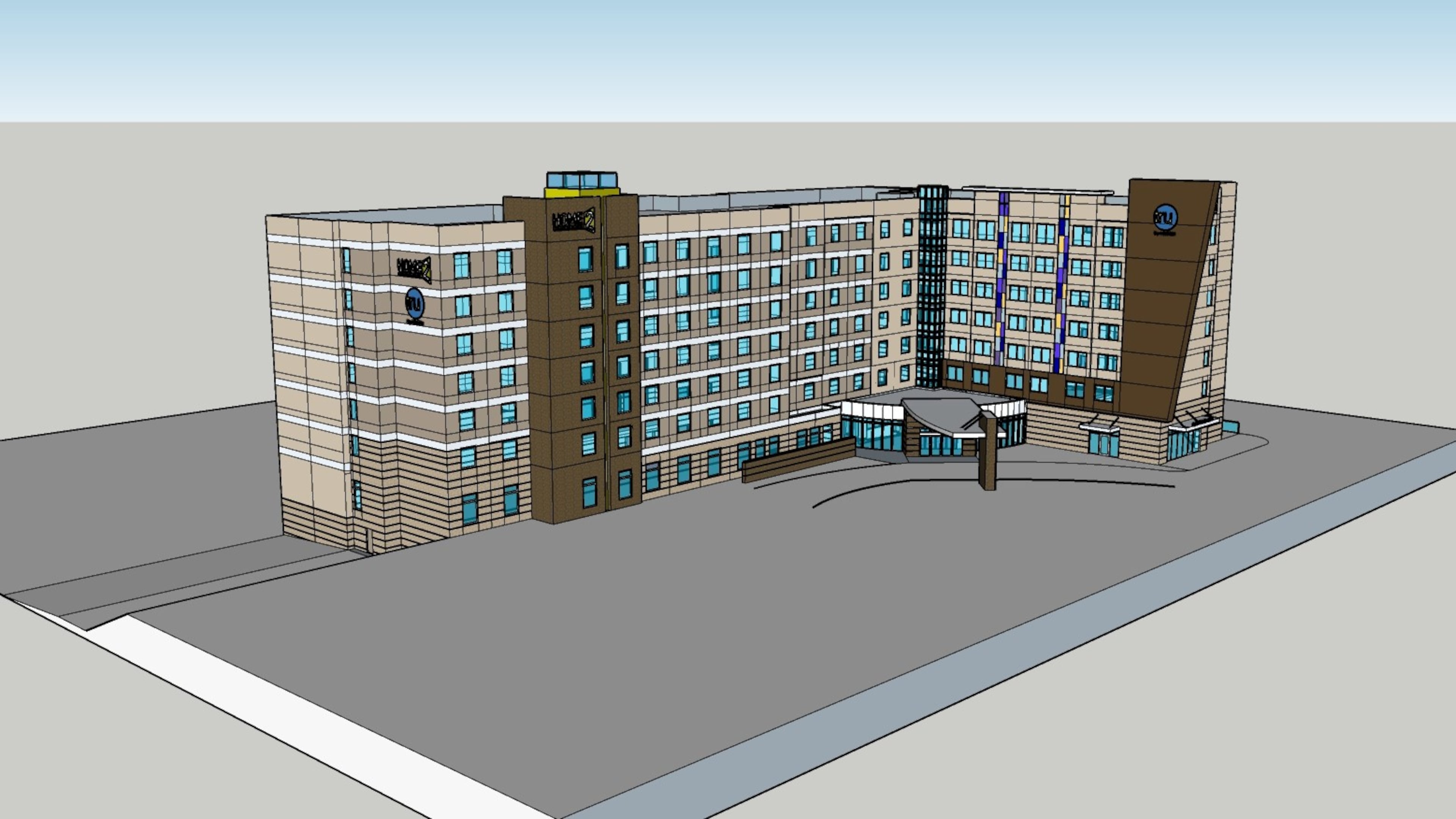A rendering of the proposed Home2Suites and Tru hotel property to be located in College Park near the Georgia International Convention Center. Source: Starlight Hotel Group