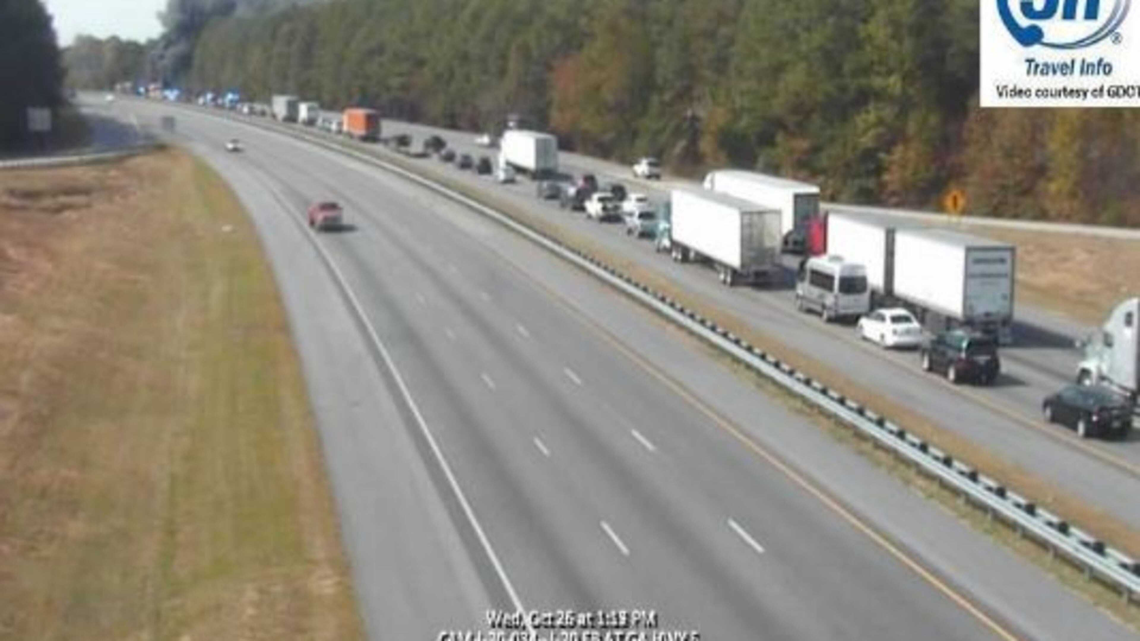 Traffic is backed up on I-20 westbound in Douglas County. (Credit: Georgia Department of Transportation)