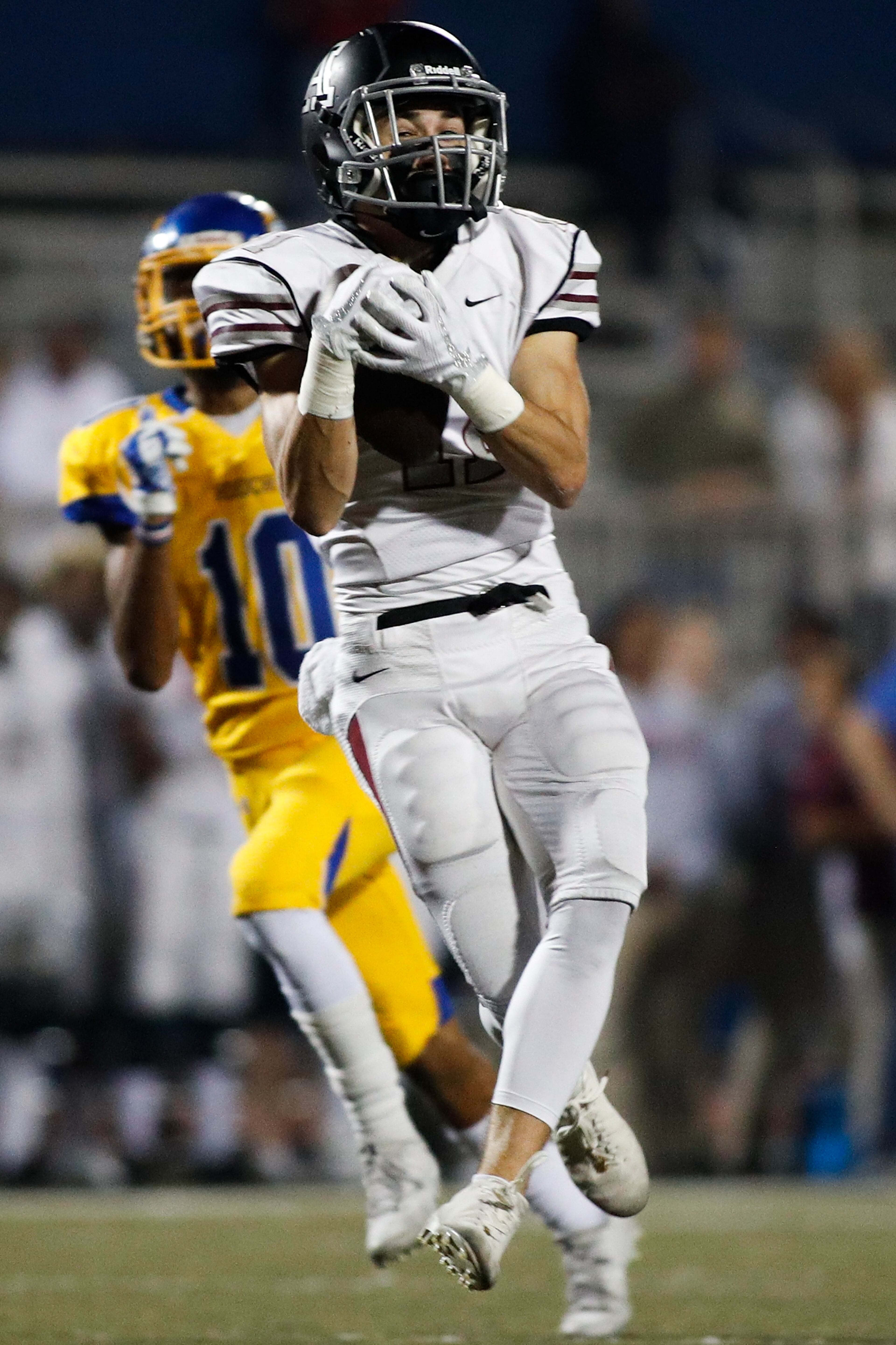 Alpharetta's Michael Marbaugh (11) catches a pass for a touchdown during a GHSA high school football game between Chattahoochee and Alpharetta at Chattahoochee High School on Friday, Nov. 3, 2017, in Johns Creek, Ga. (AJ REYNOLDS/SPECIAL)