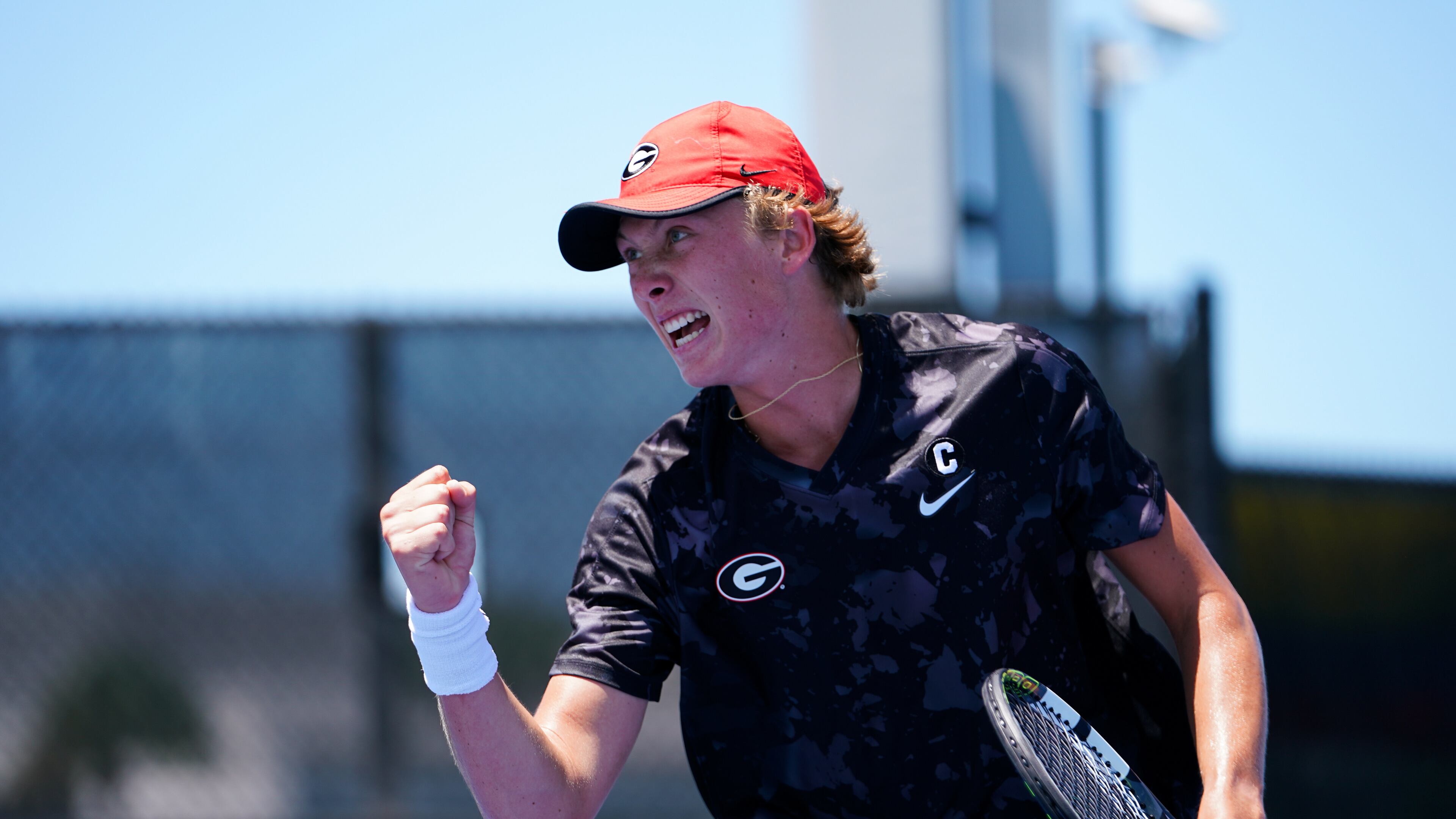 Ethan Quinn of the University of Georgia reacts during the 2023 NCAA Division I Men’s Tennis Championship Singles Finals at the USTA National Campus in Orlando, Florida, on Saturday, May 27, 2023. (Photo by Manuela Davies/USTA)