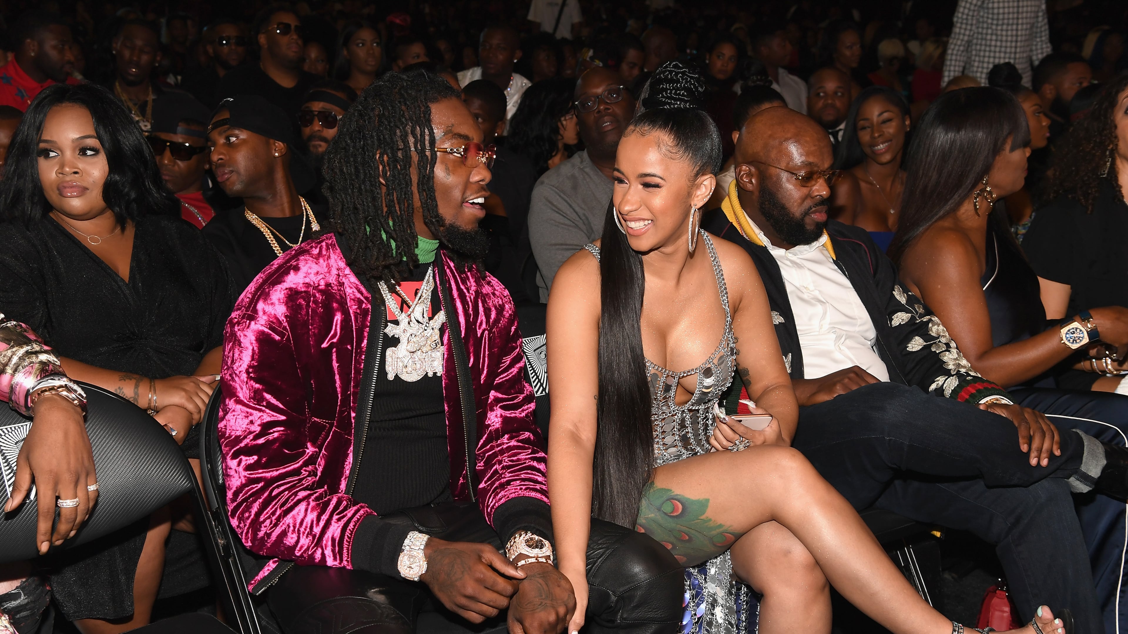 MIAMI BEACH, FL - OCTOBER 06: Rappers Offset of Migos and Cardi B attend the BET Hip Hop Awards 2017 at The Fillmore Miami Beach at the Jackie Gleason Theater on October 6, 2017 in Miami Beach, Florida. (Photo by Paras Griffin/Getty Images for BET)