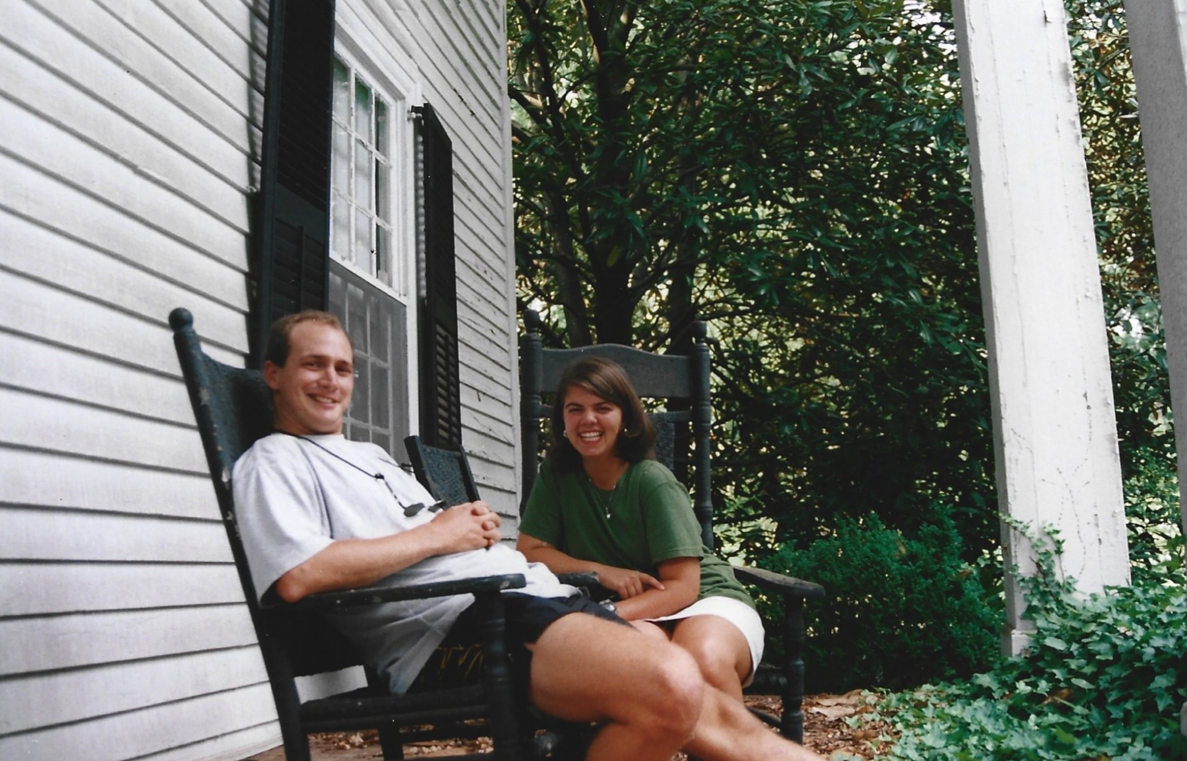 Heather and Steve pose in their first picture together on a porch in Heather's hometown of Madison. (Courtesy of Steve Leo)