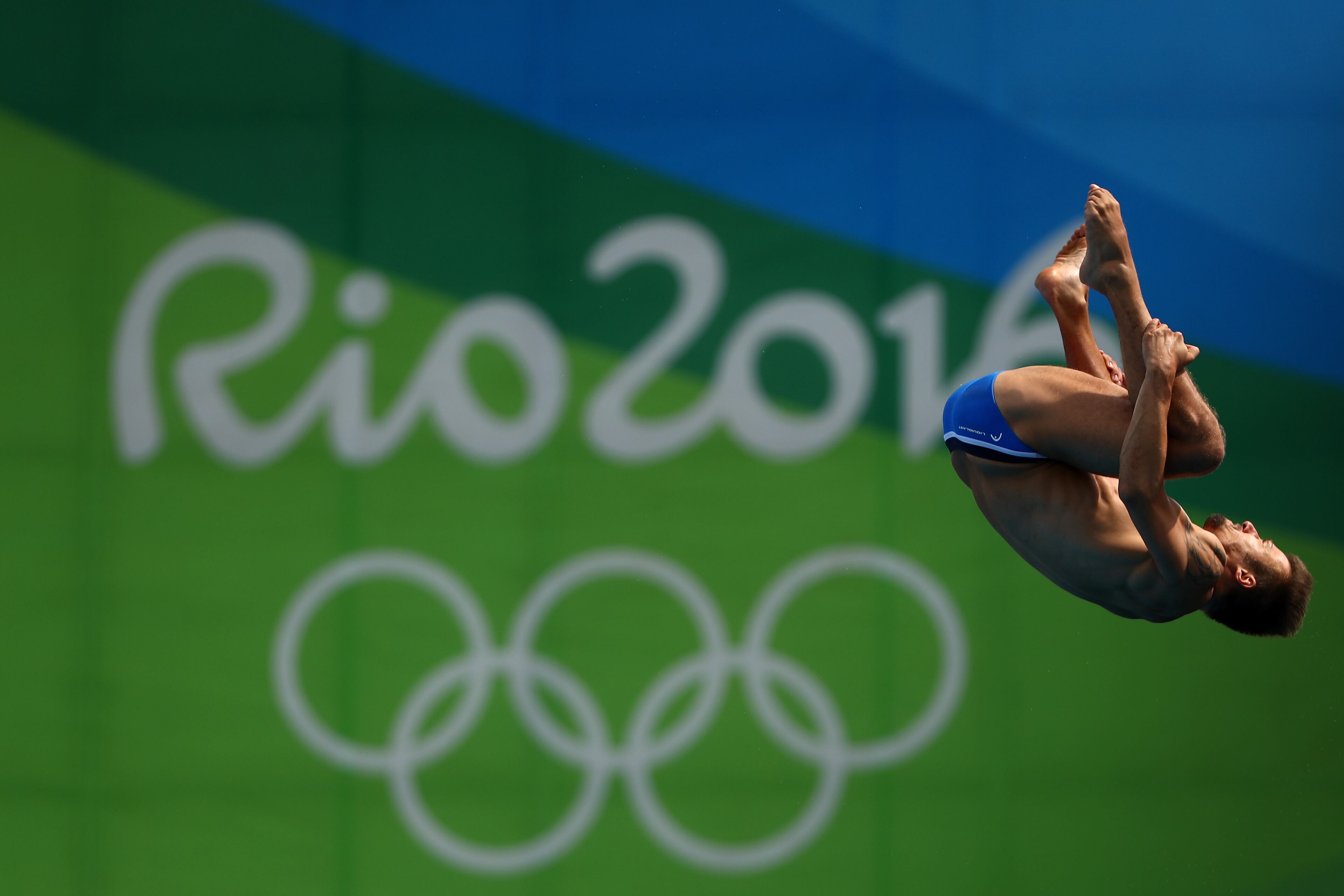 RIO DE JANEIRO, BRAZIL - AUGUST 20: Sascha Klein of Germany competes during the Men's Diving 10m Platform semifinal on Day 15 of the Rio 2016 Olympic Games at the Maria Lenk Aquatics Centre on August 20, 2016 in Rio de Janeiro, Brazil. (Photo by Dean Mouhtaropoulos/Getty Images)