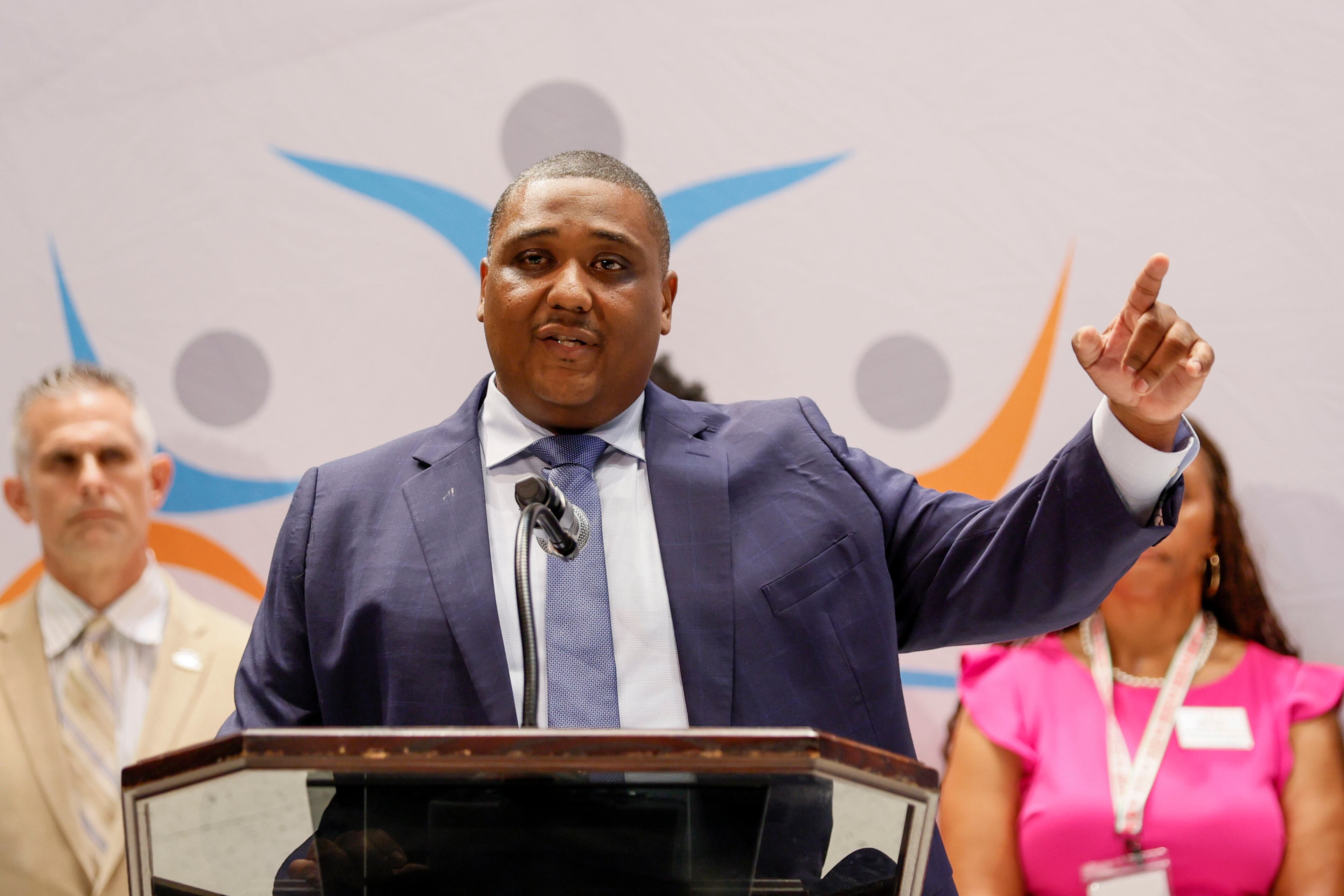 Martin Luther King Jr. High School principal Michael Alexander said during a news conference he believes a recent fight at the school was an isolated incident. (Miguel Martinez/AJC)