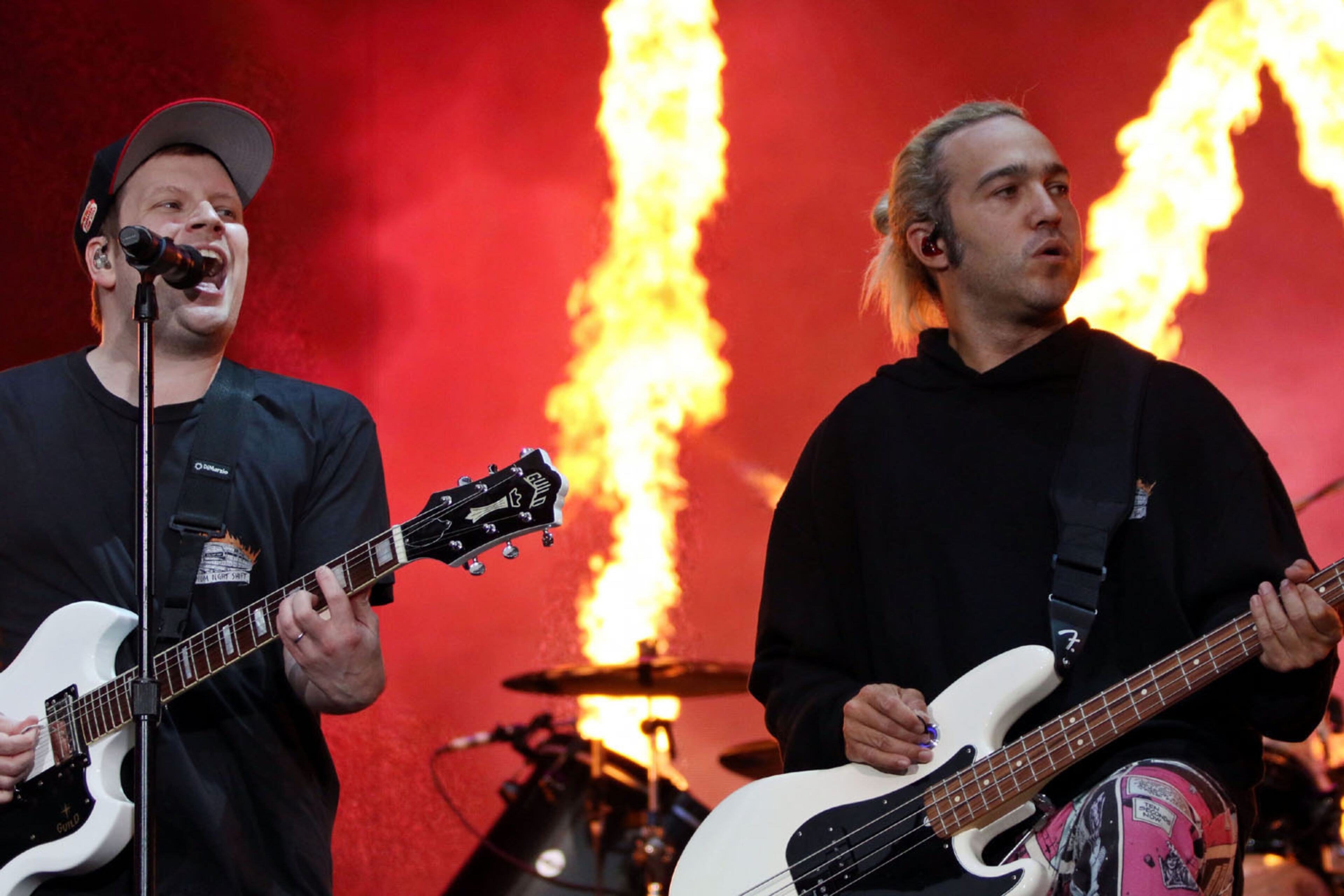 Fall Out Boy perform "Irresistable"
Green Day, Fall Out Boy and Weezer rocked out Truist Park on Tuesday, July 27, 2021 on the Hella Mega Tour.
An estimated 40,000 concert fans celebrated the return of live music and even early rains could not dampen the festive atmosphere at the Braves stadium.
Robb Cohen for the Atlanta Journal-Constitution