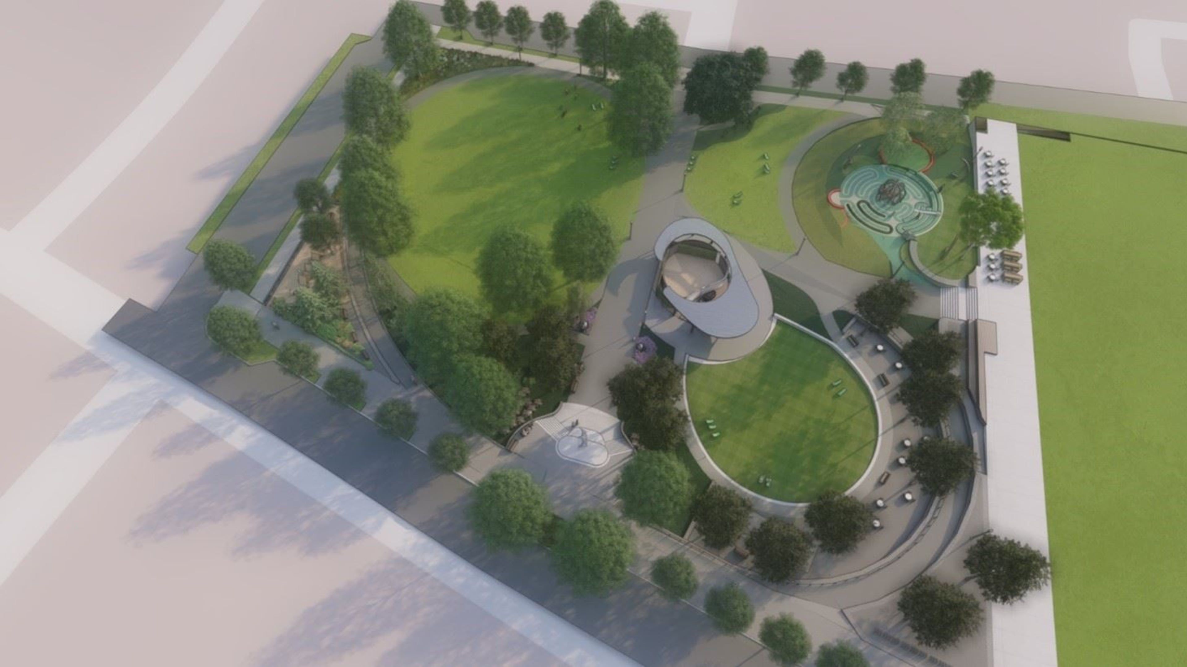 The city of Avondale Estates recently celebrated the commencement of construction of a Town Green with a ground breaking ceremony. This rendering shows what officials expect the project to look like. CONTRIBUTED