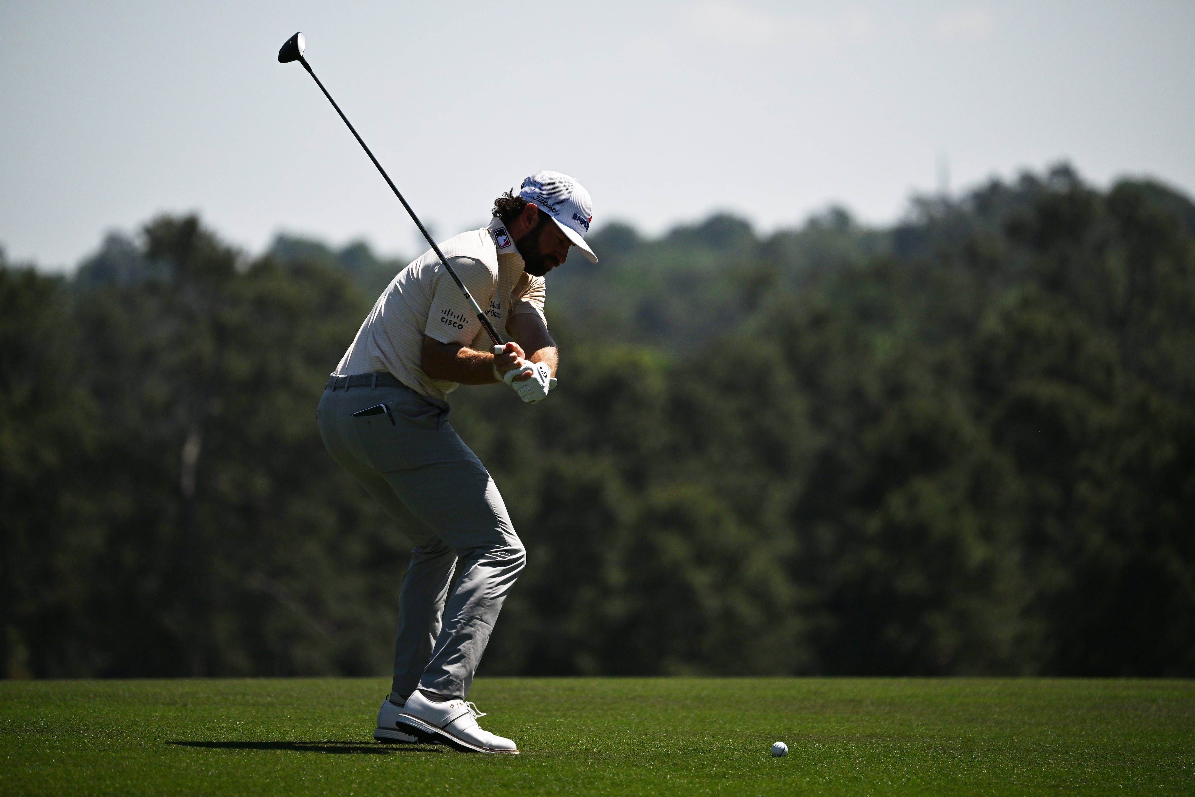Cameron Young on second fairway during final round of the Masters, at Augusta National Golf Club, Sunday, April 12, 2026, in Augusta, GA (Hyosub Shin/AJC)