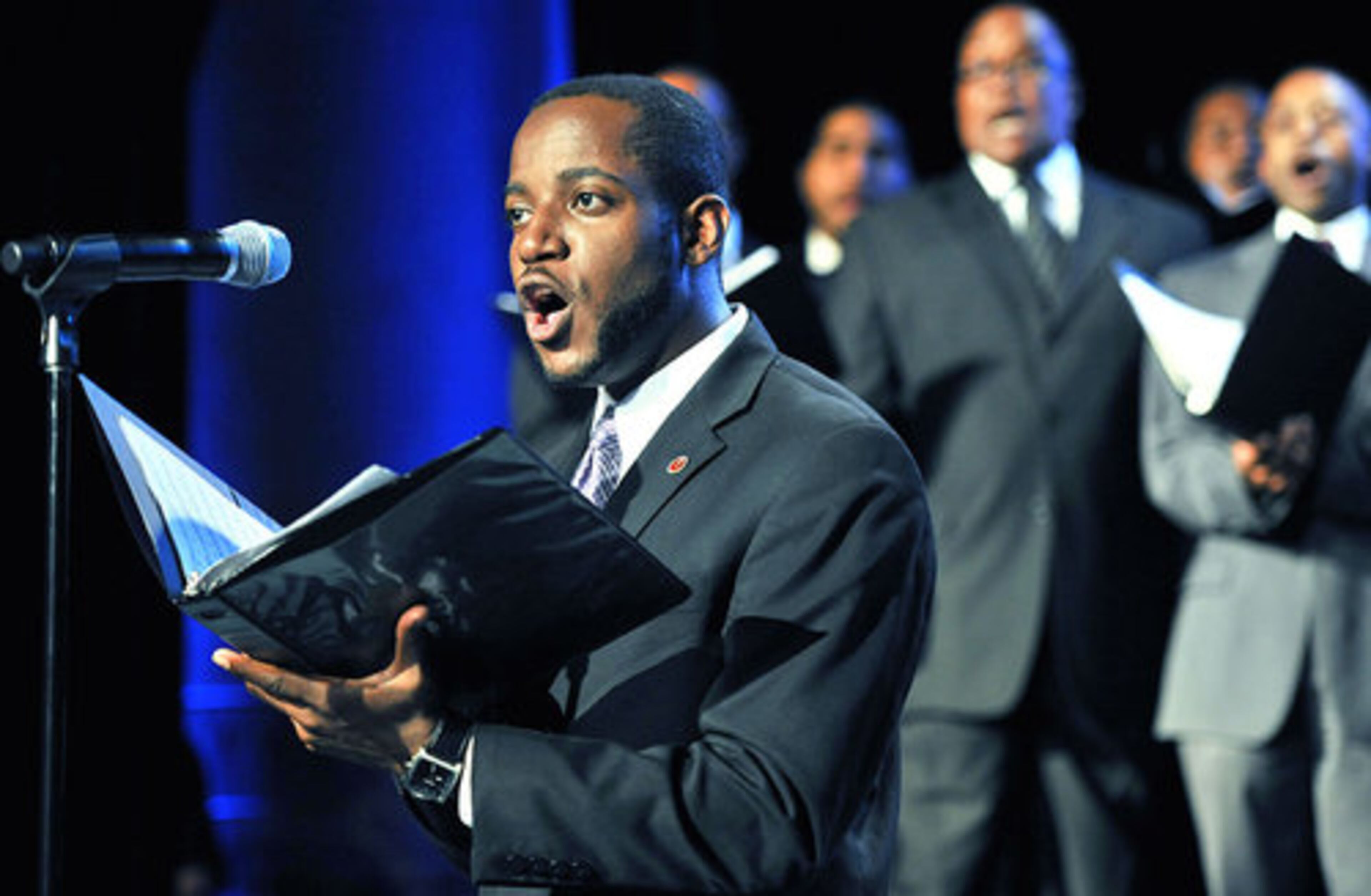 Members of Morehouse College Glee Club perform during the ceremony.