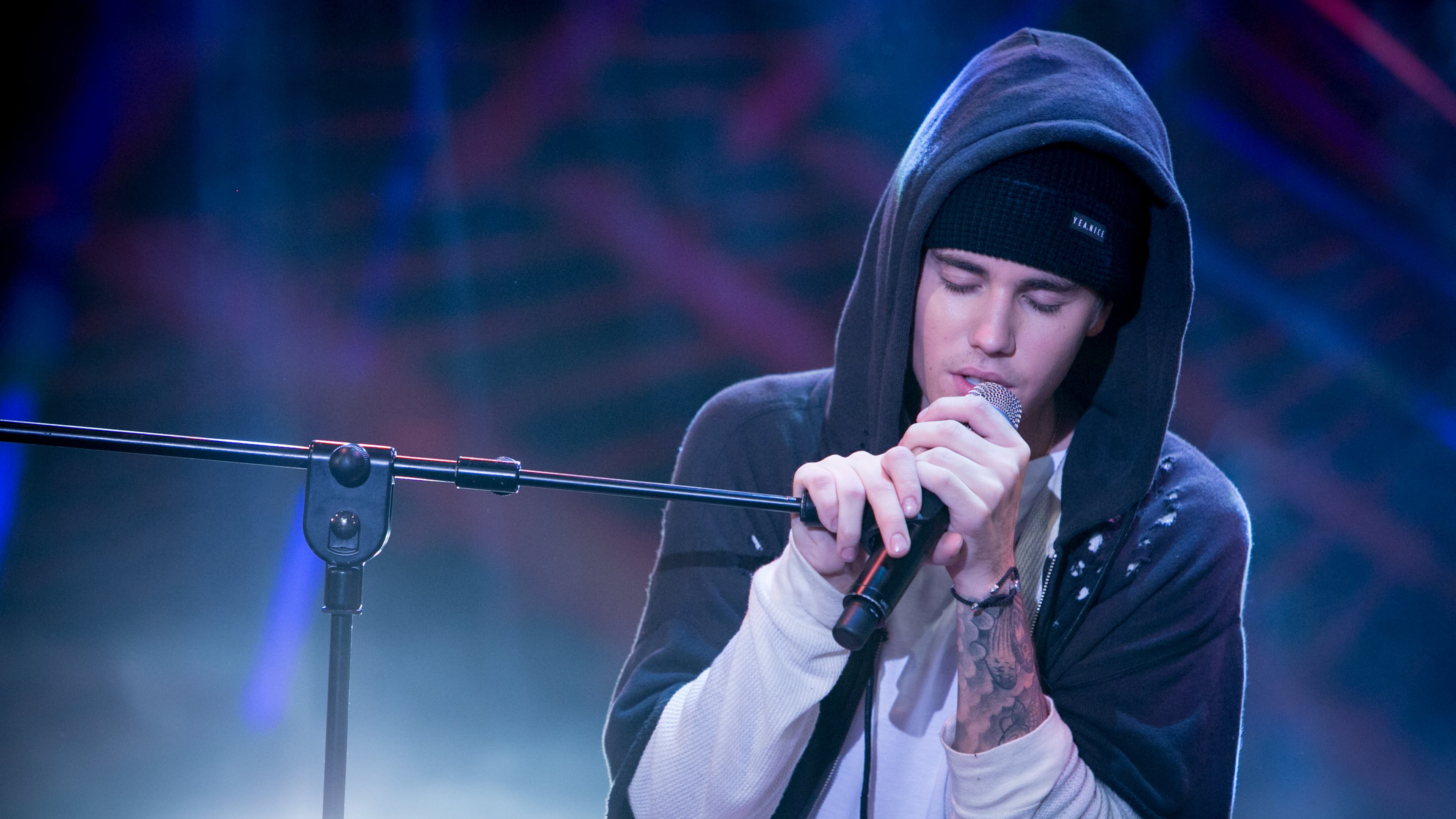 The Biebs gets serious in Spain. (Photo by Pablo Cuadra/Getty Images)