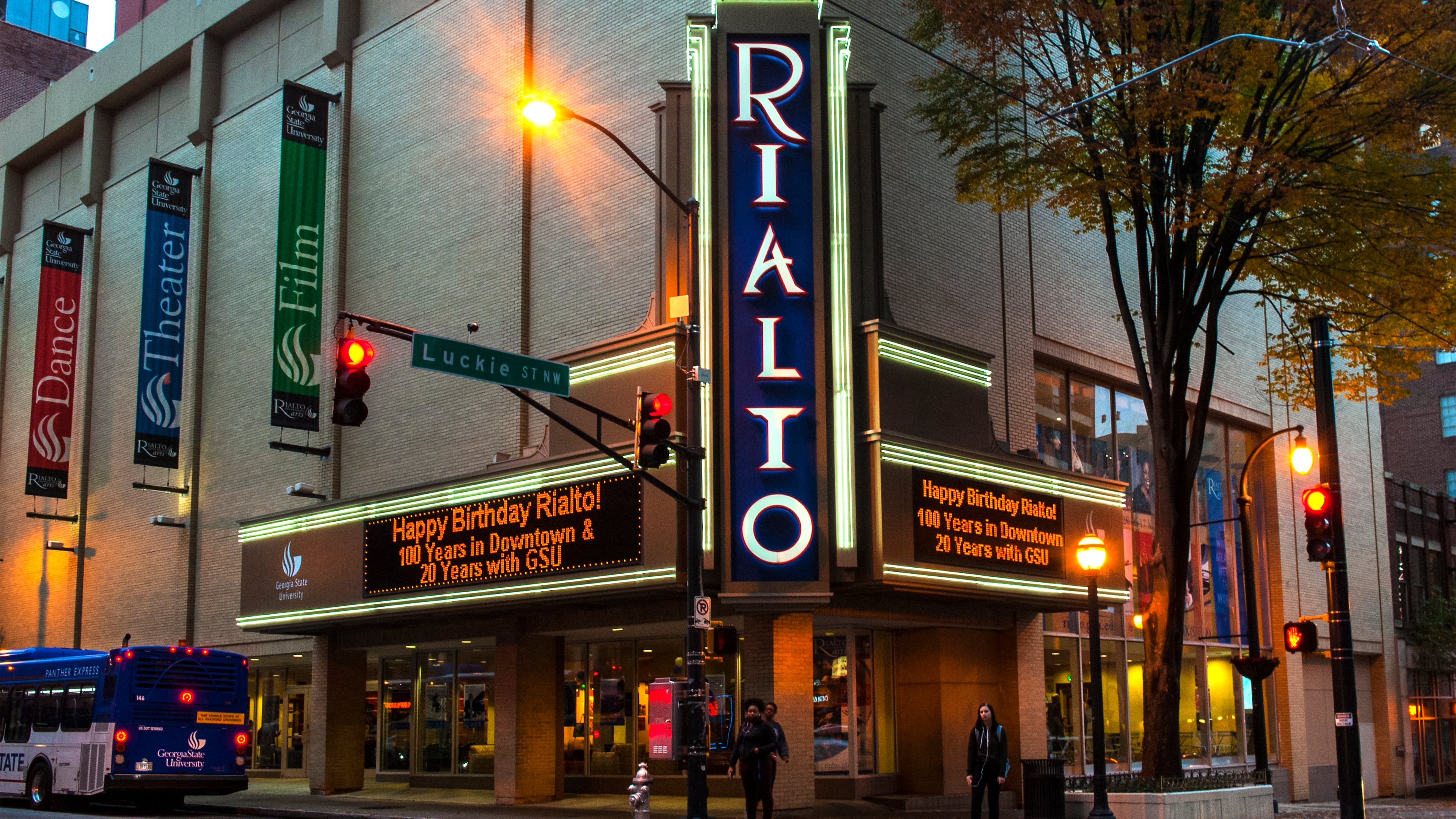 The Rialto Center for the Arts, pictured in 2023, in Atlanta's Fairlie-Poplar district is going to start $150,000 in improvements in July, including new carpet, paint and reconfiguring the stage area. (Courtesy of Judy Ondrey)