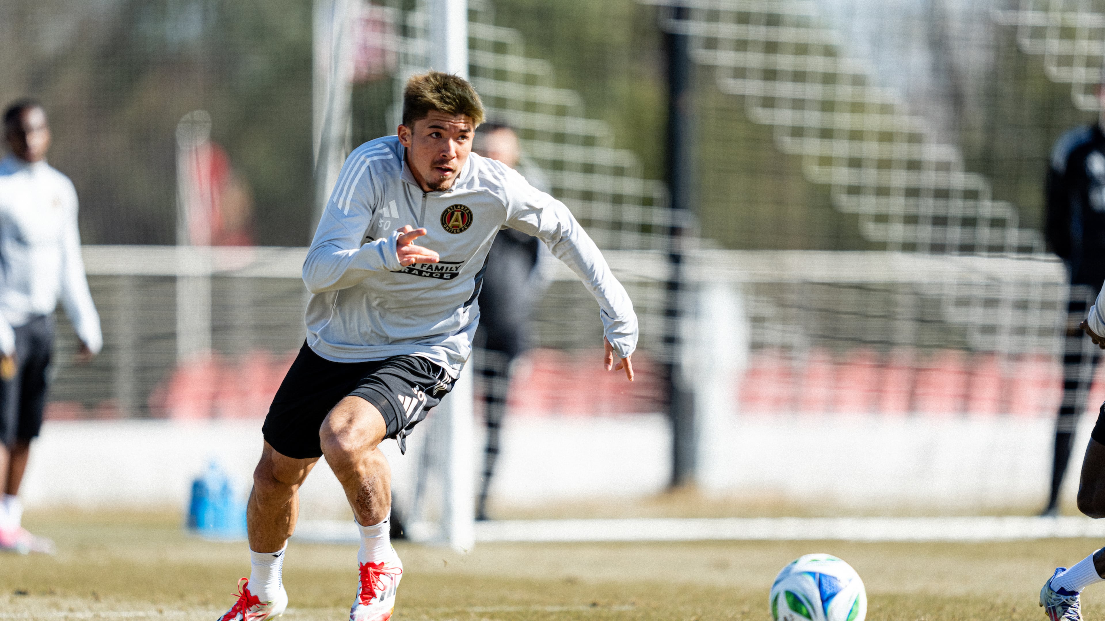 Atlanta United forward Cayman Togashi #30 during a training session at Children’s Healthcare of Atlanta Training Ground in Marietta, Ga. on Tuesday, January 28, 2025. (Photo by Mitch Martin/Atlanta United)